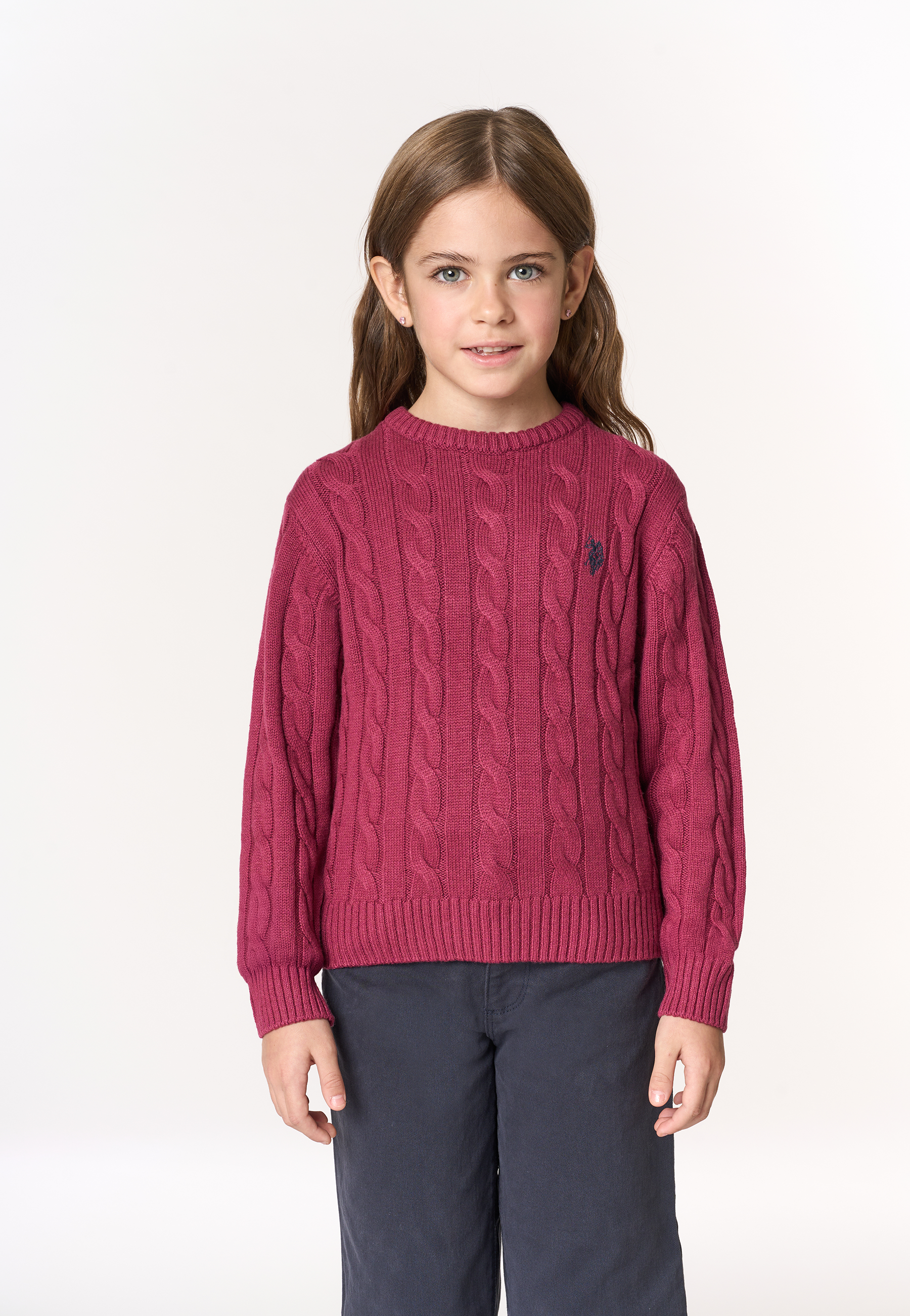 Maglia girocollo a treccia
