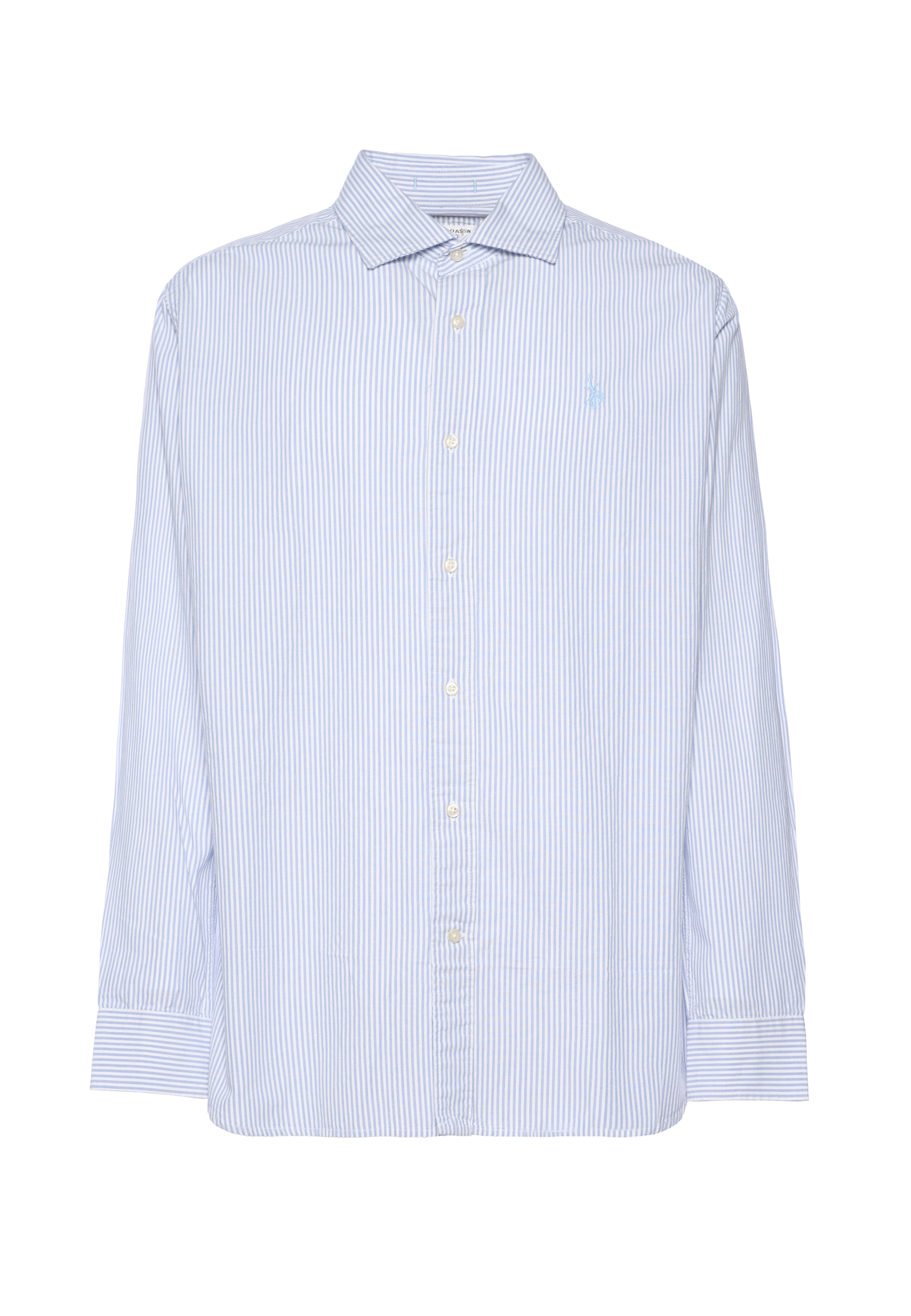 Camicia regular fit in misto cotone e lino con colletto francese