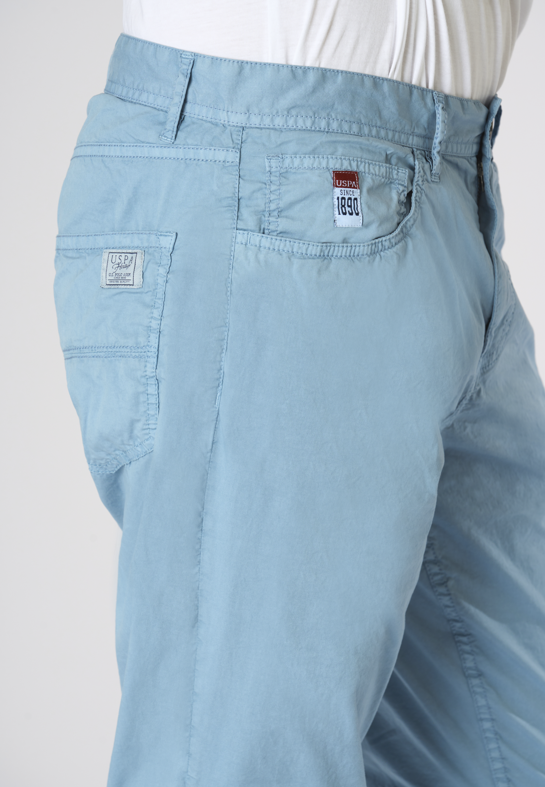 Pantalone cinque tasche da uomo in cotone stretch