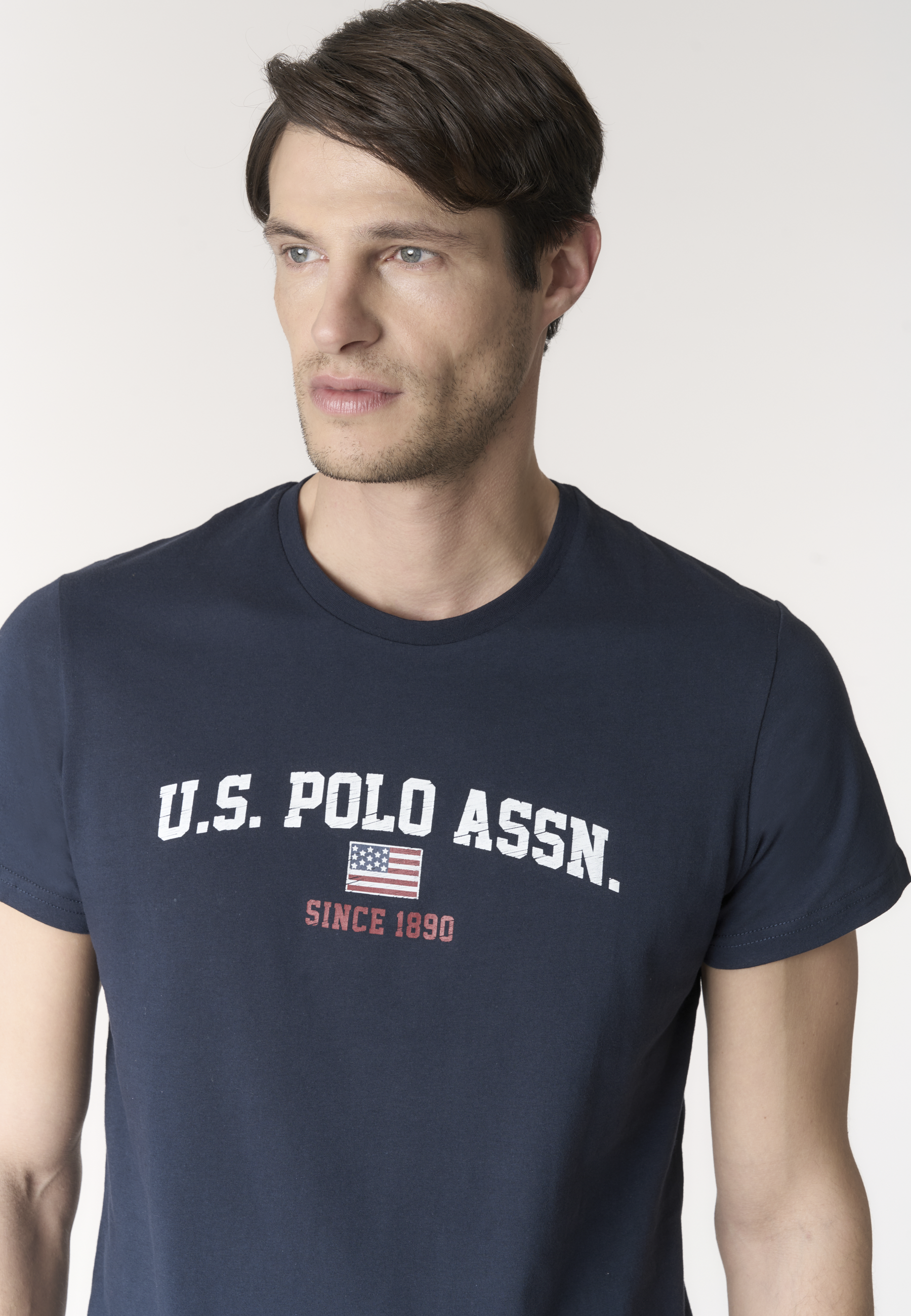 T-shirt girocollo in cotone con stampa frontale U.S. POLO ASSN.