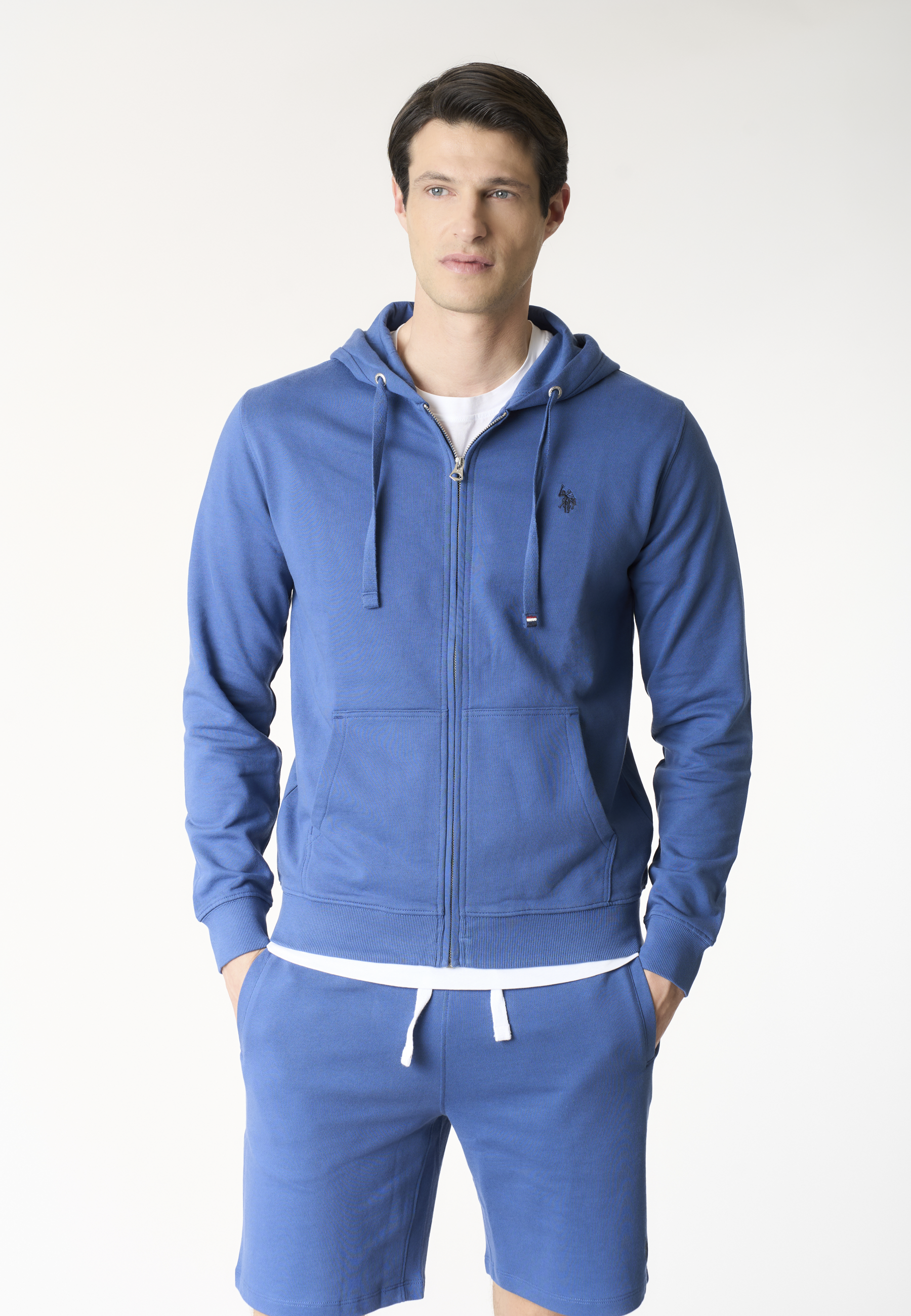 Felpa da uomo in cotone con chiusura full zip e cappuccio