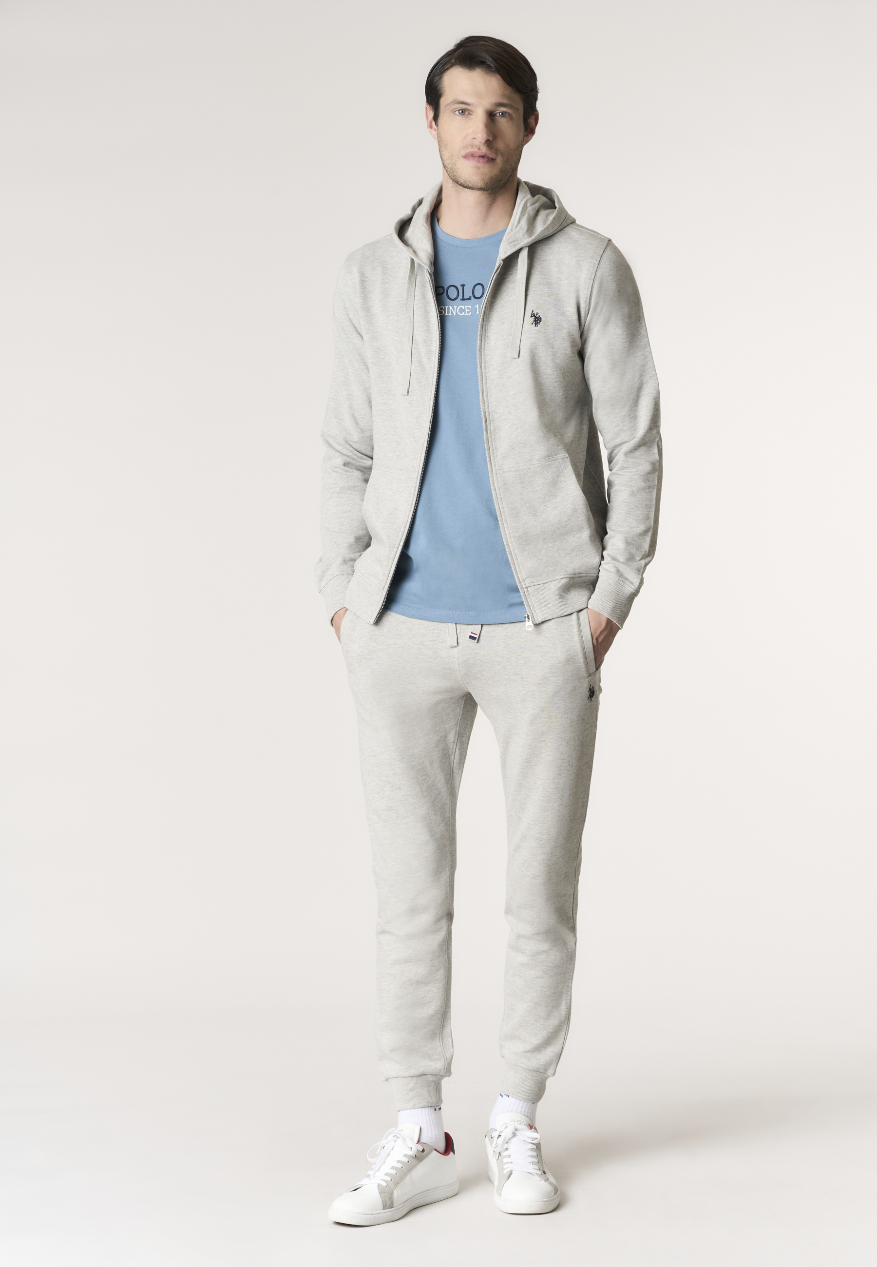 Felpa da uomo in cotone con chiusura full zip e cappuccio