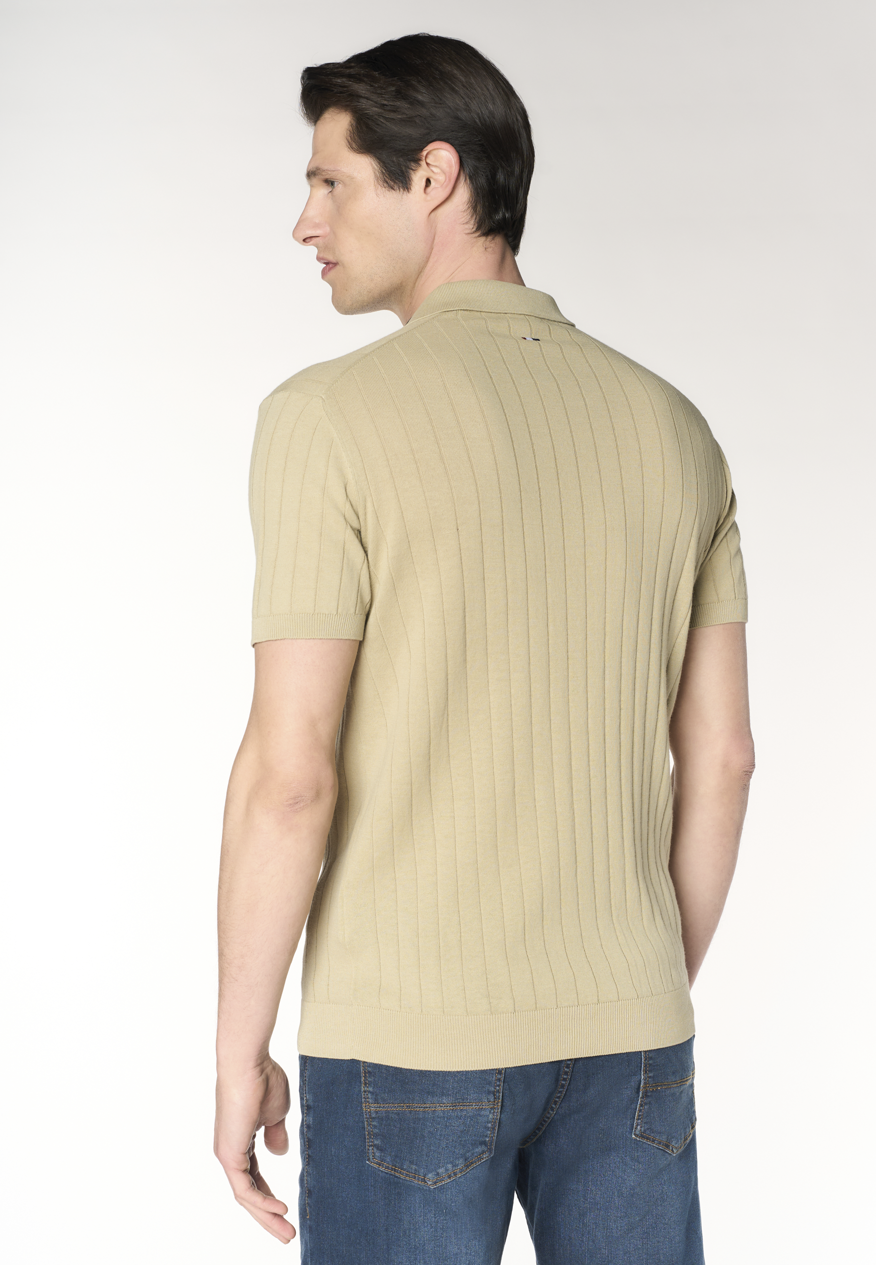 Polo shirt da uomo in maglia di cotone con lavorazione a coste