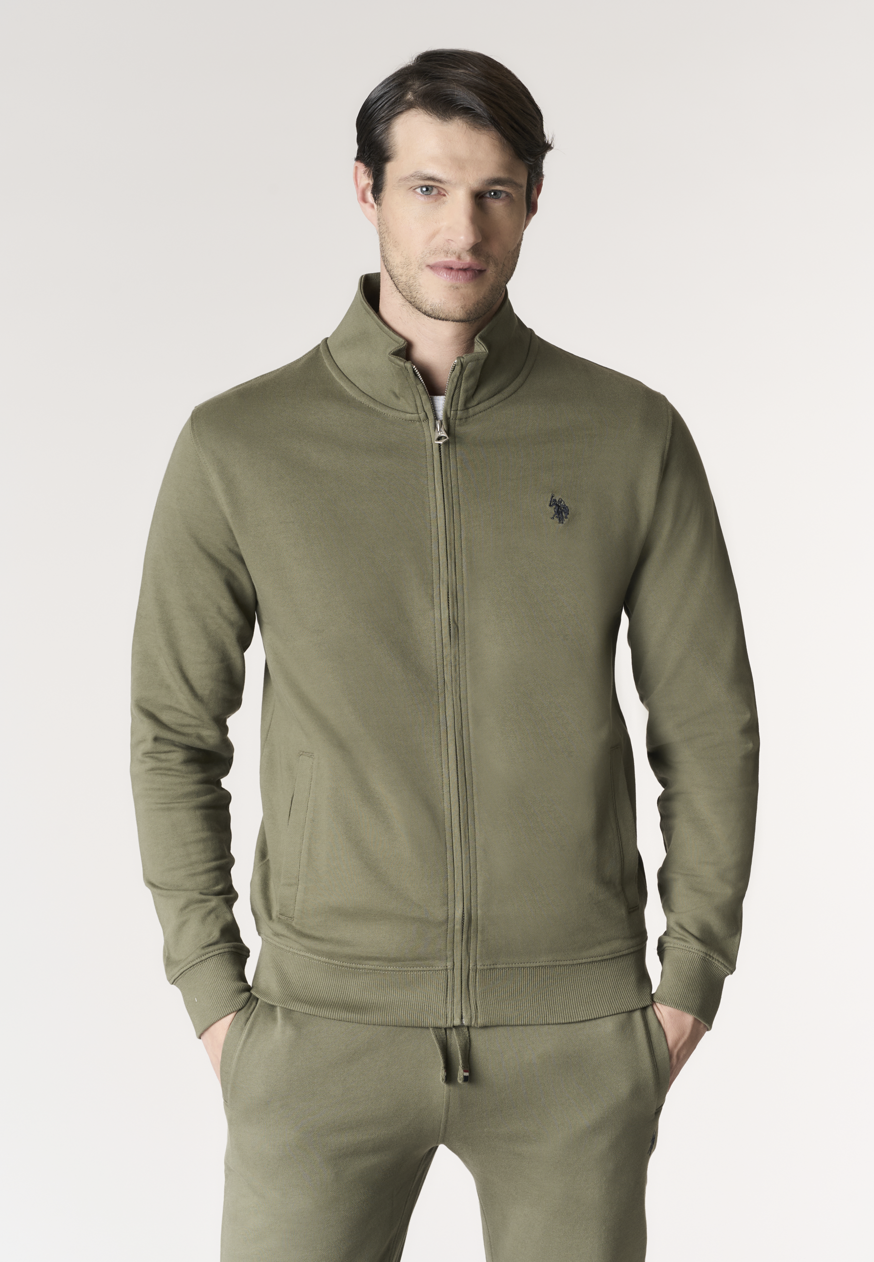 Felpa da uomo full zip a collo alto