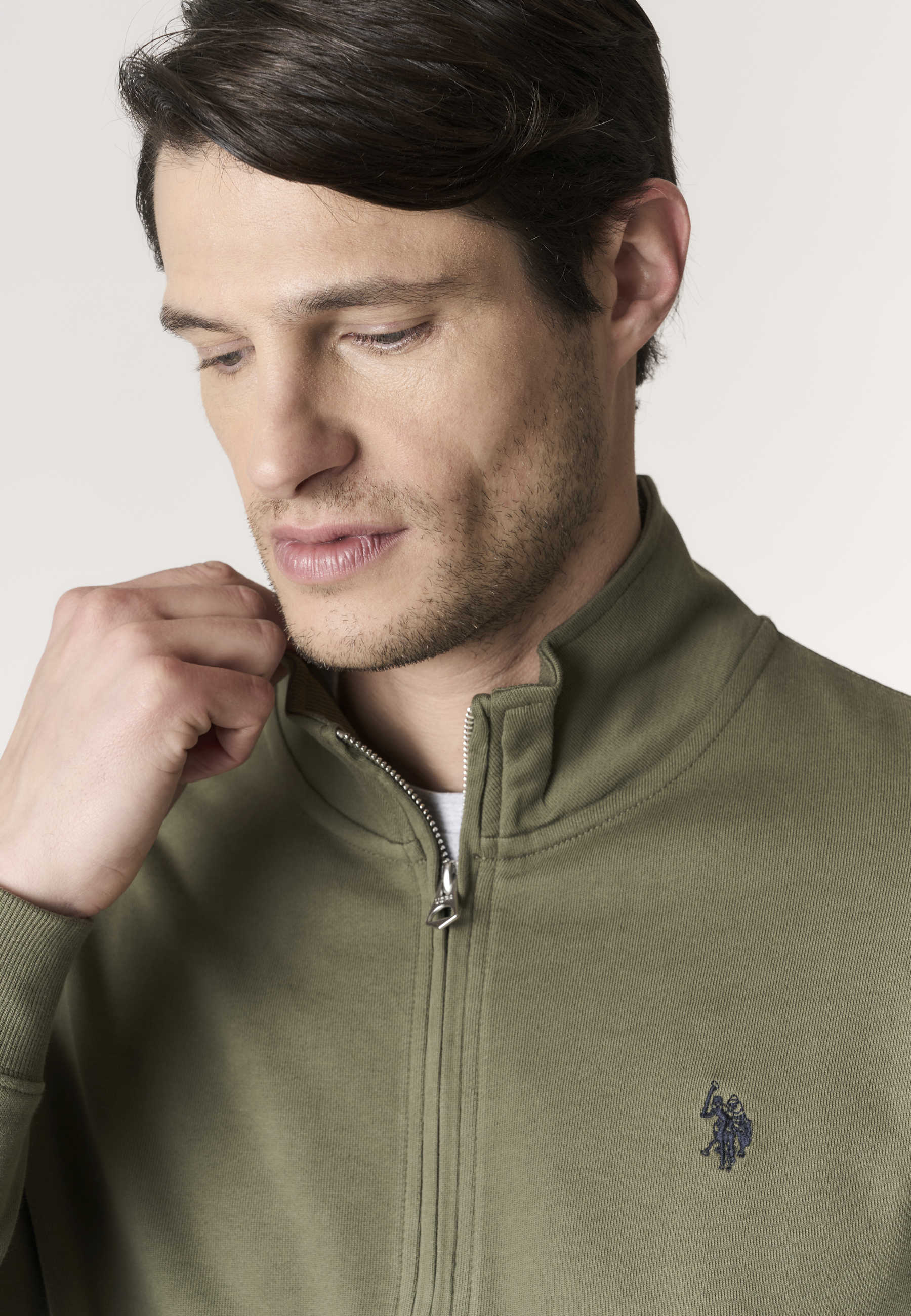 Felpa da uomo full zip a collo alto