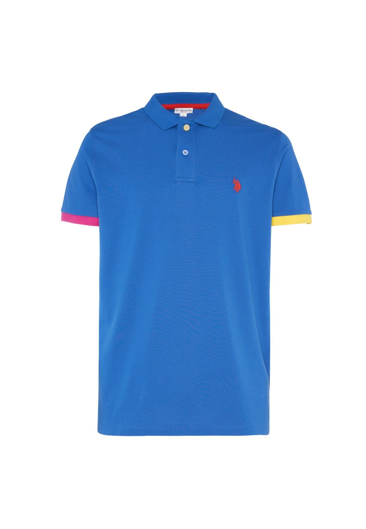 Polo shirt da uomo in cotone piquet con dettagli a contrasto e sottocolletto colorato