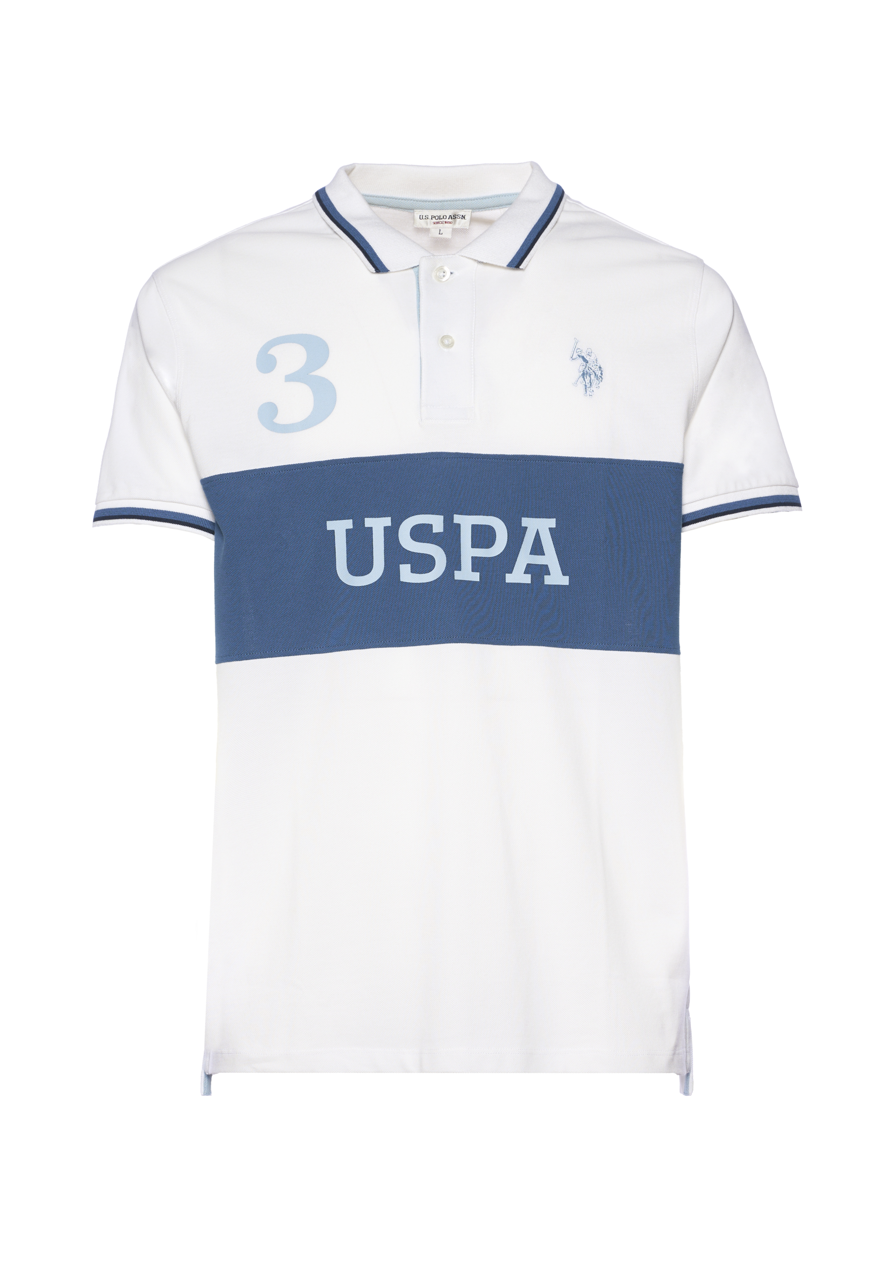 Polo shirt a maniche corte con banda a contrasto e numero