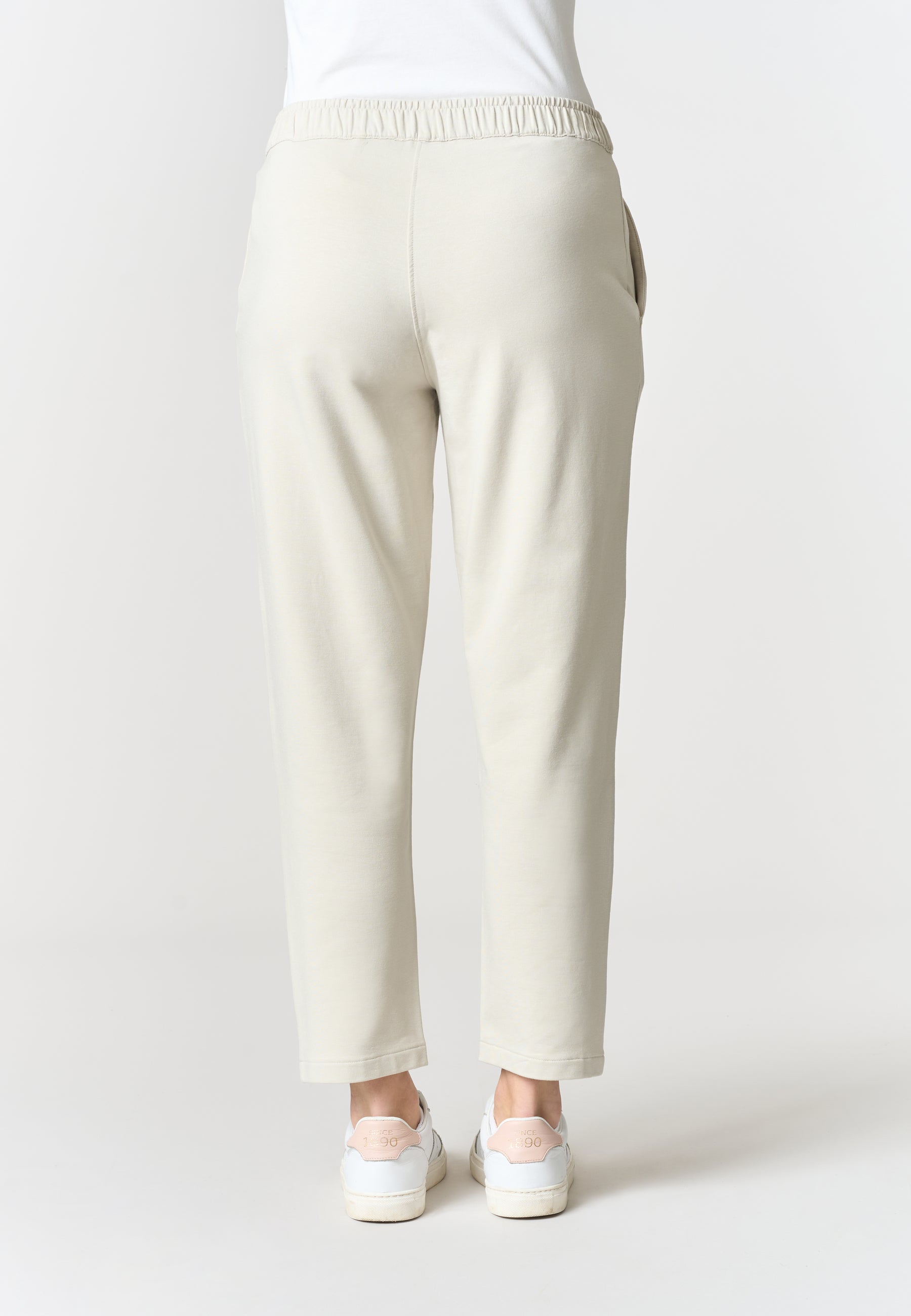 Pantalone da donna in misto cotone e modale con vita elasticizzata
