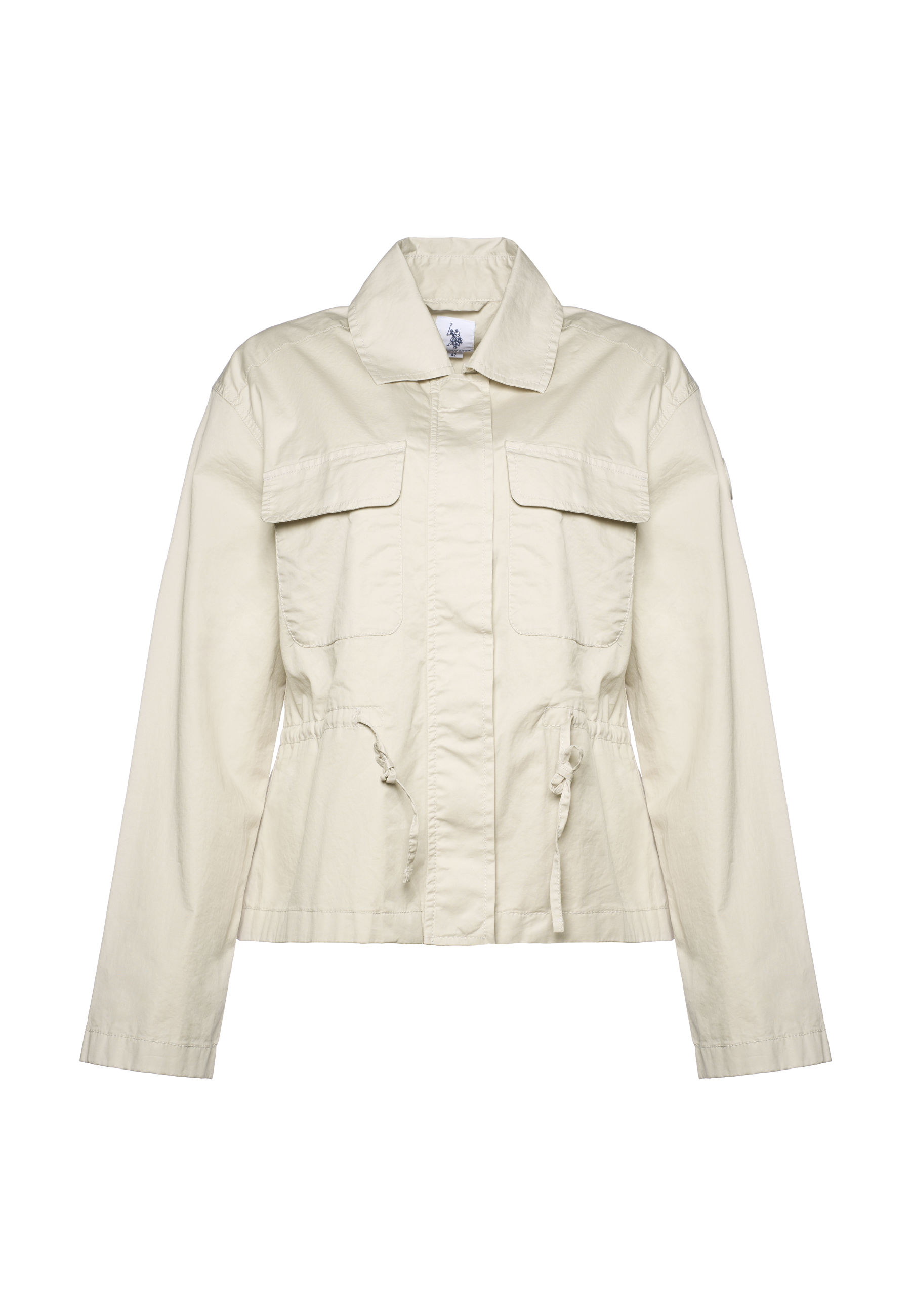 Giacca leggera da donna stile utility con coulisse in vita in cotone stretch
