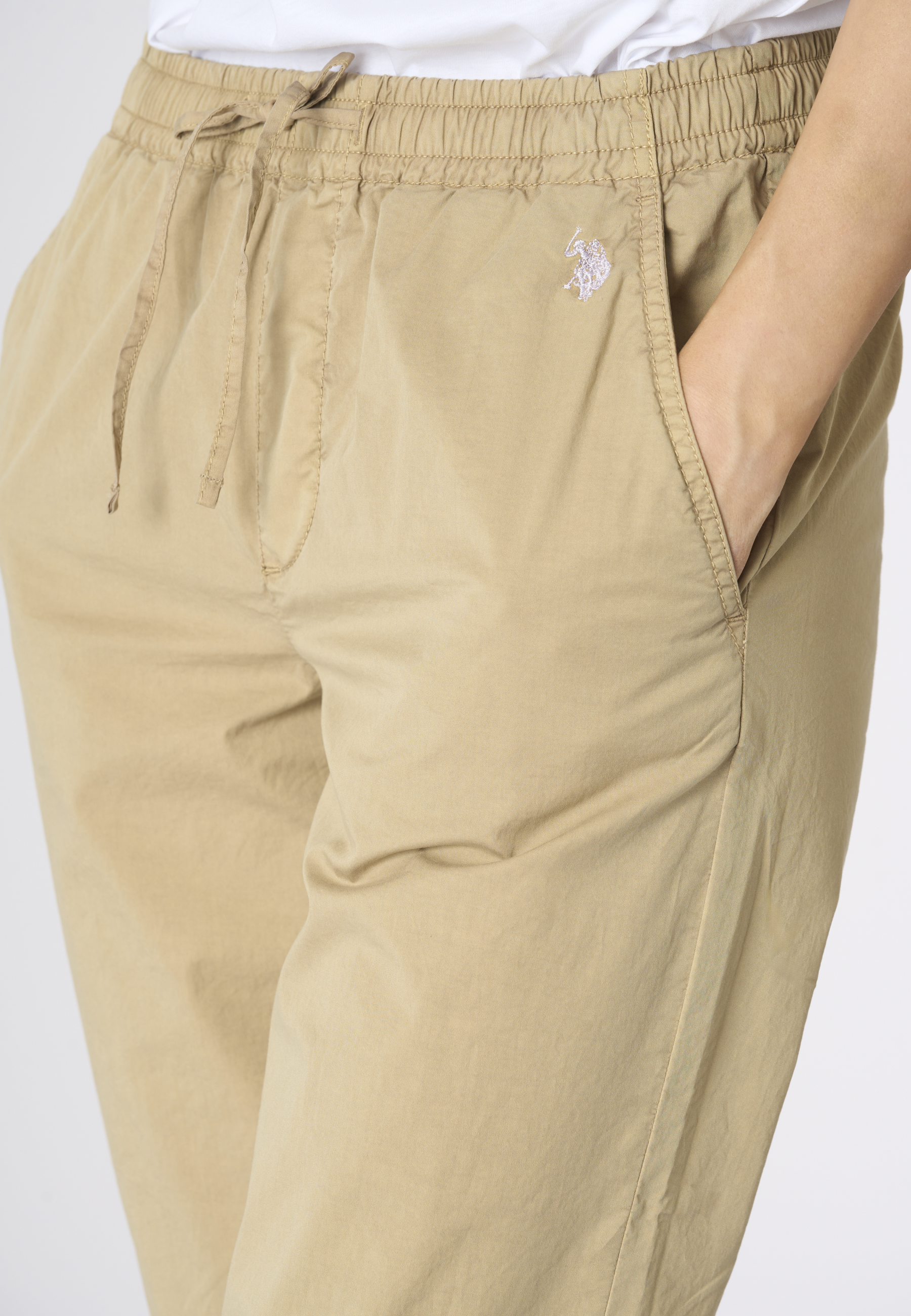 Pantalone chino da donna in cotone con coulisse regolabile