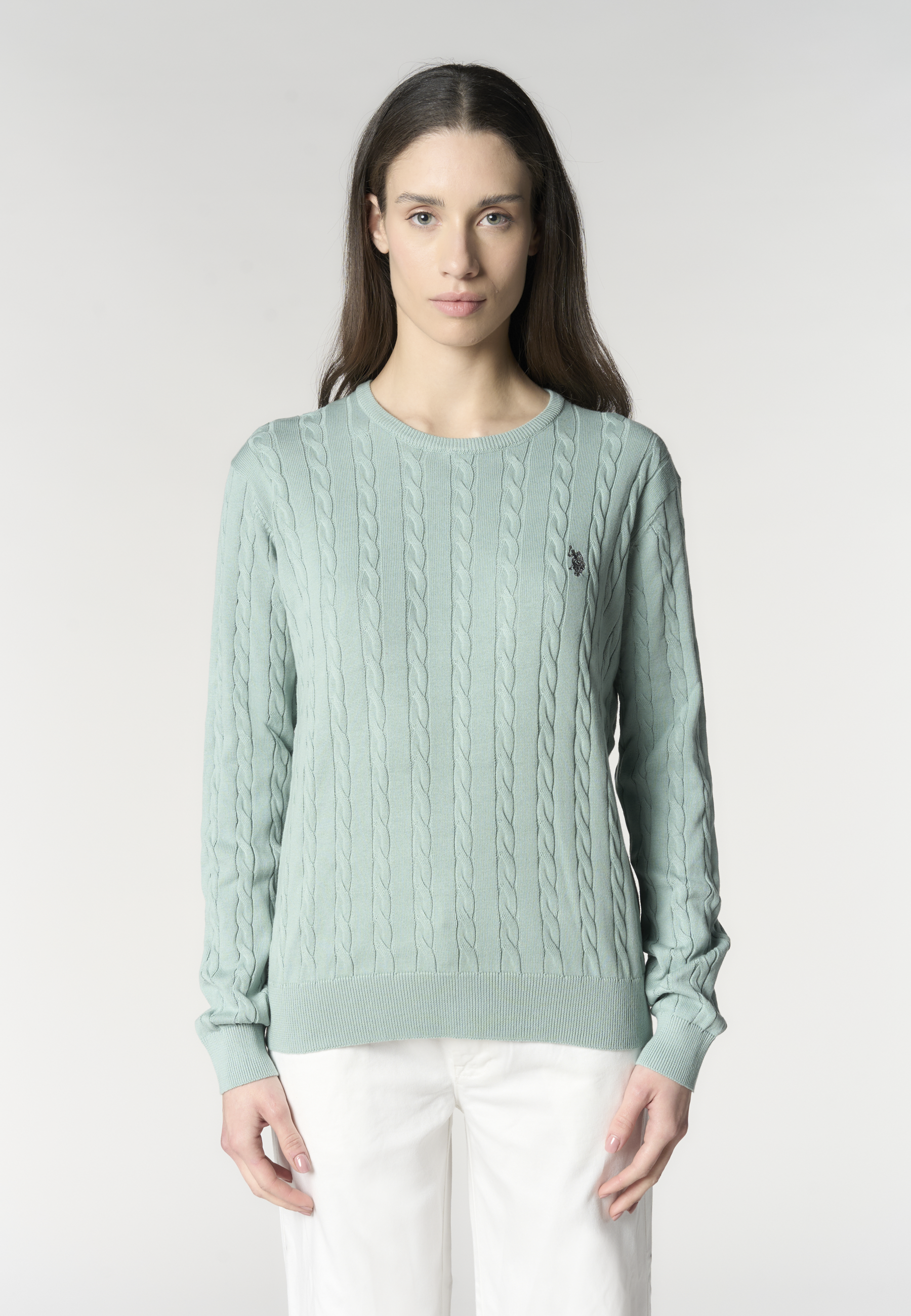 Maglia con lavorazione a treccia in cotone