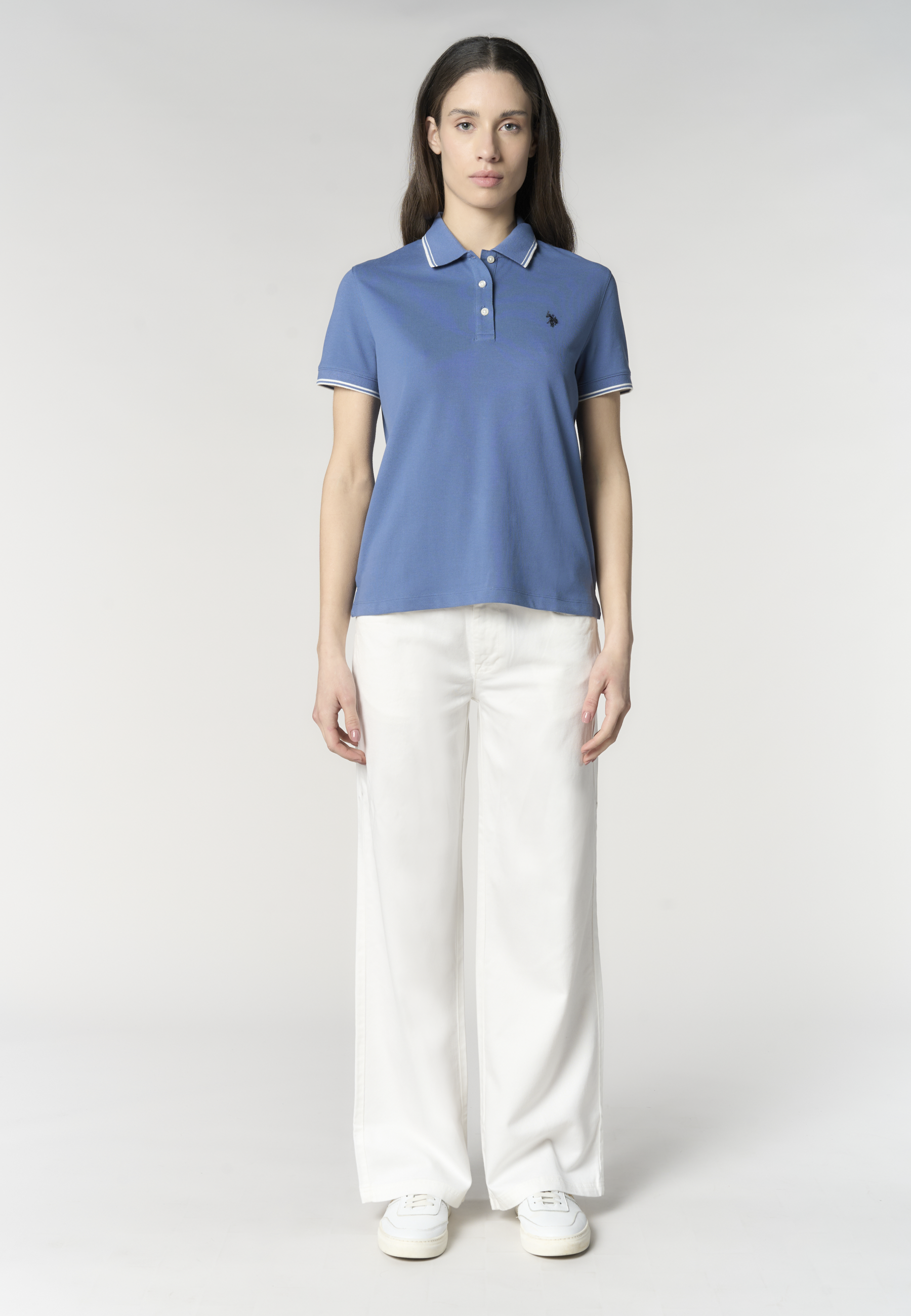 Polo shirt a maniche corte in cotone con profili a contrasto