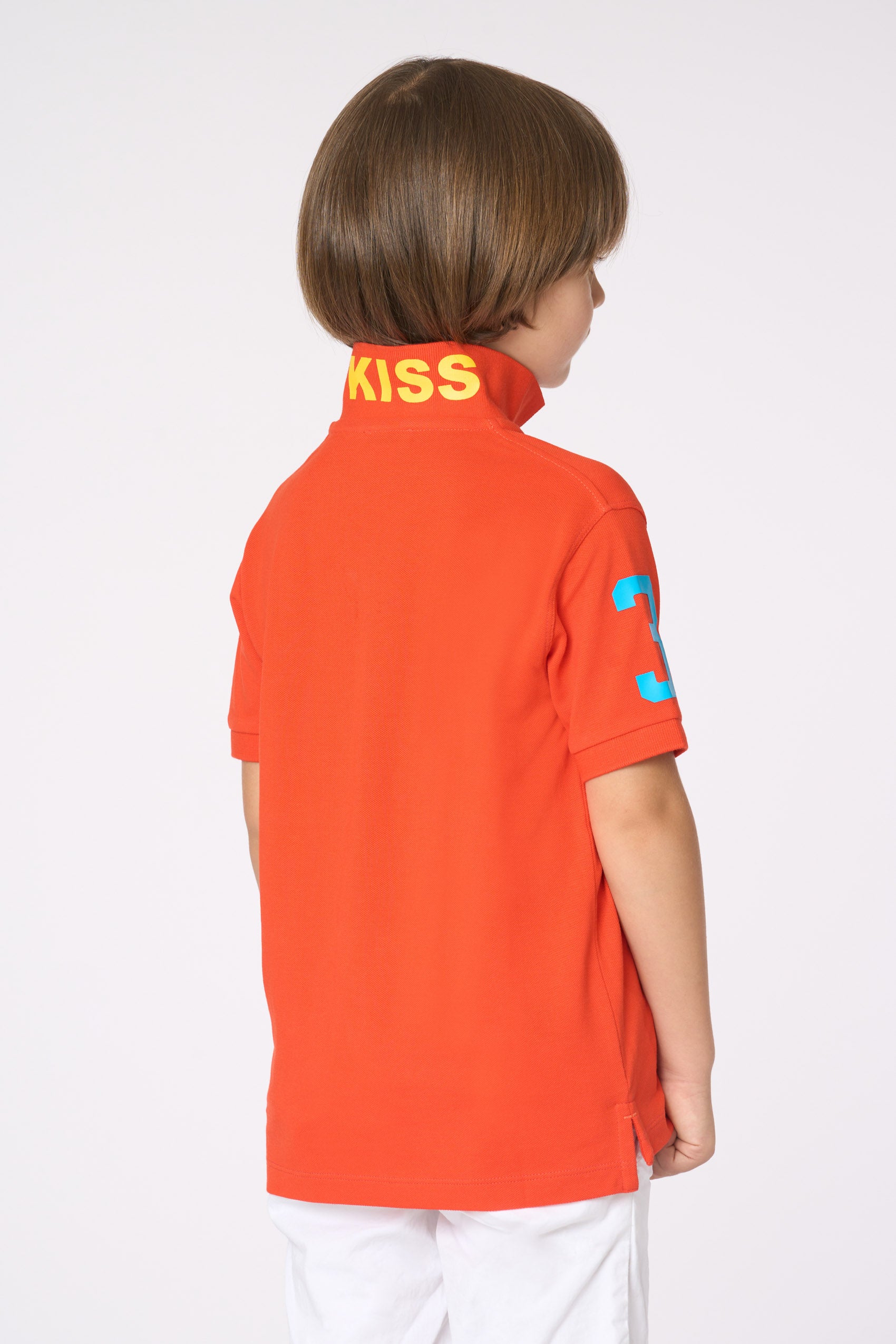 Polo shirt da bambino con logo, numero e stampa nel sottocolletto
