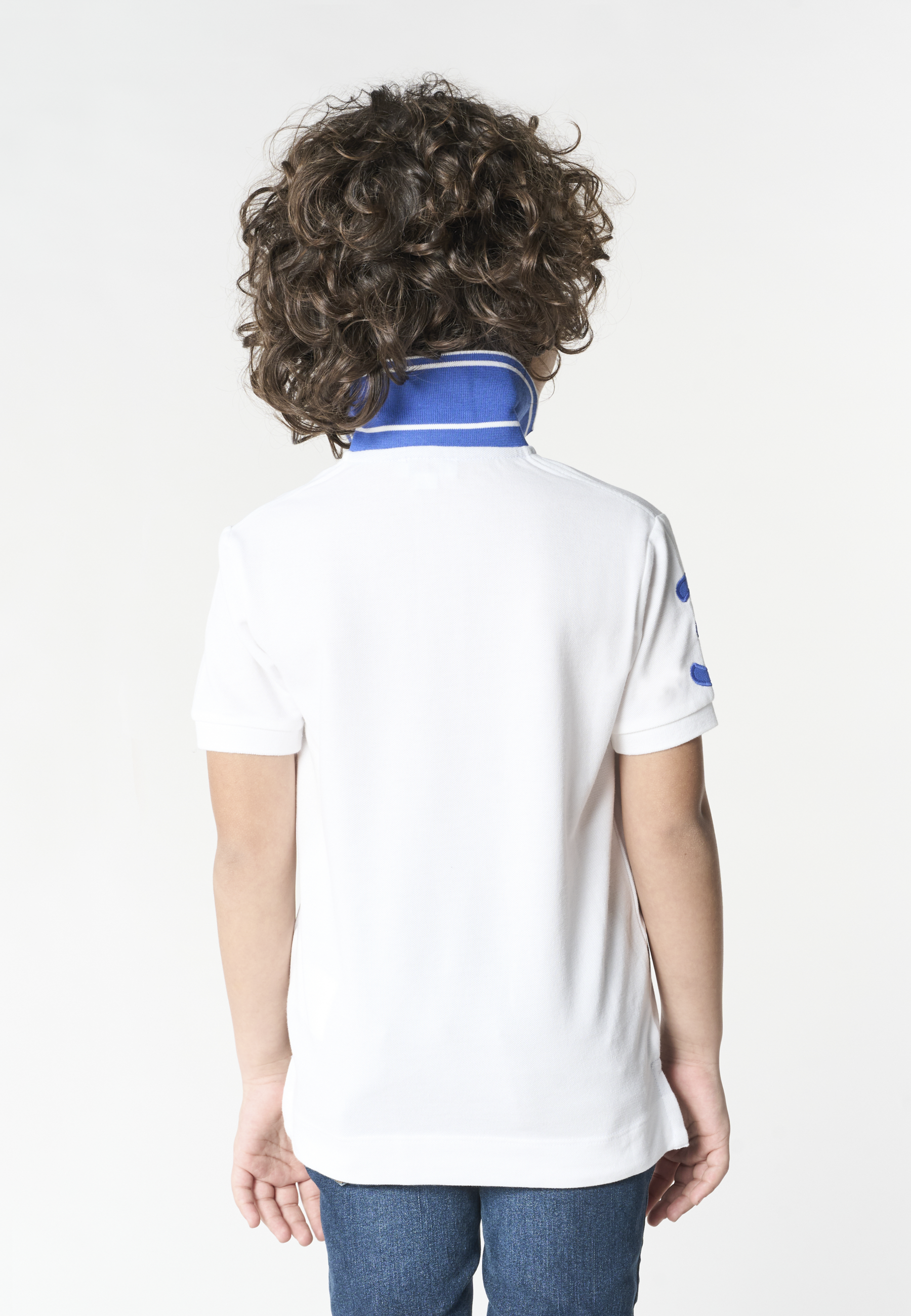 Polo shirt da bambino in cotone con logo maxi ricamato e numero