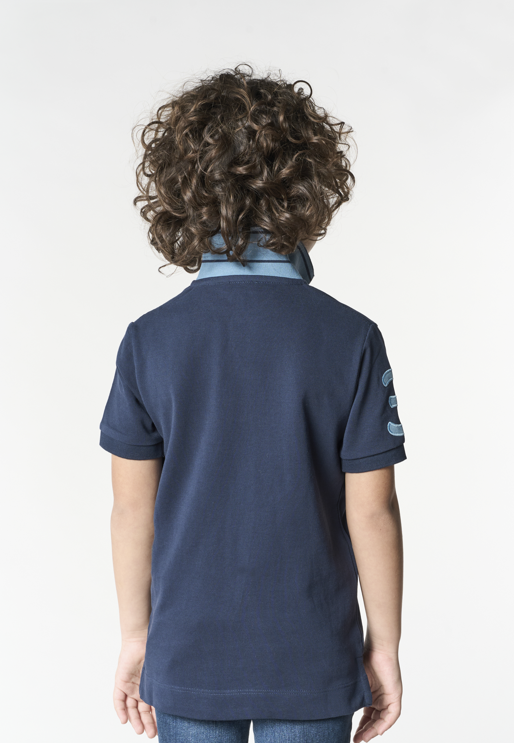 Polo shirt da bambino in cotone con logo maxi ricamato e numero