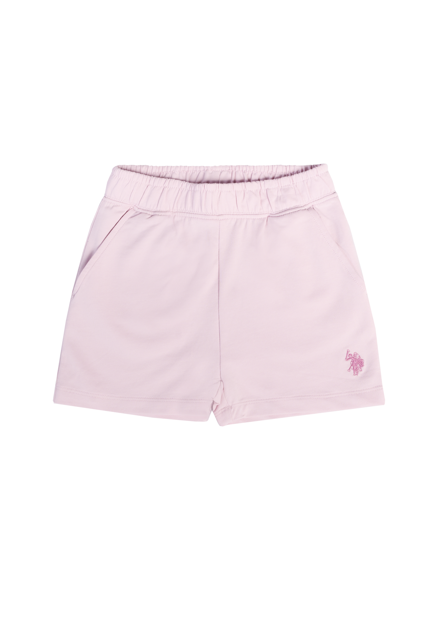 Short da bambina con vita elasticizzata, tasche laterali e logo ricamato