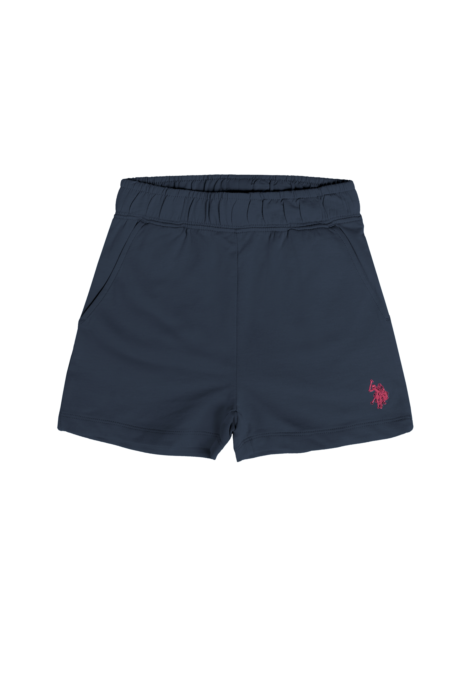 Shorts in felpa da bambina con vita elasticizzata, tasche laterali e logo ricamato