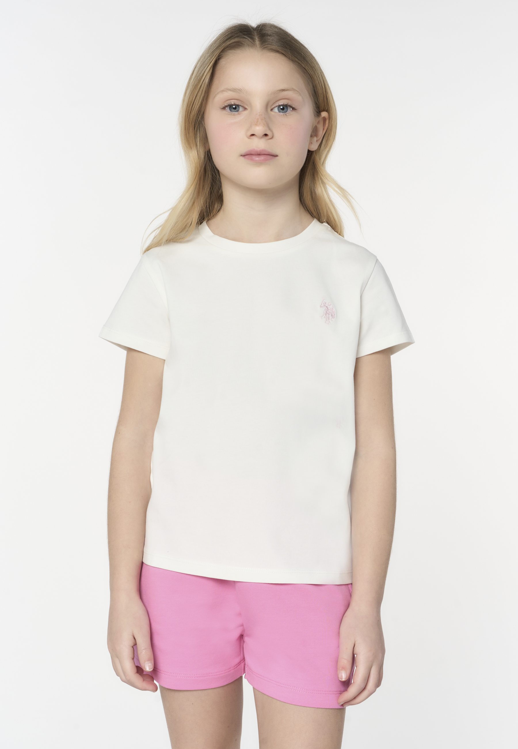 T-shirt a maniche corte da bambina con logo ricamato
