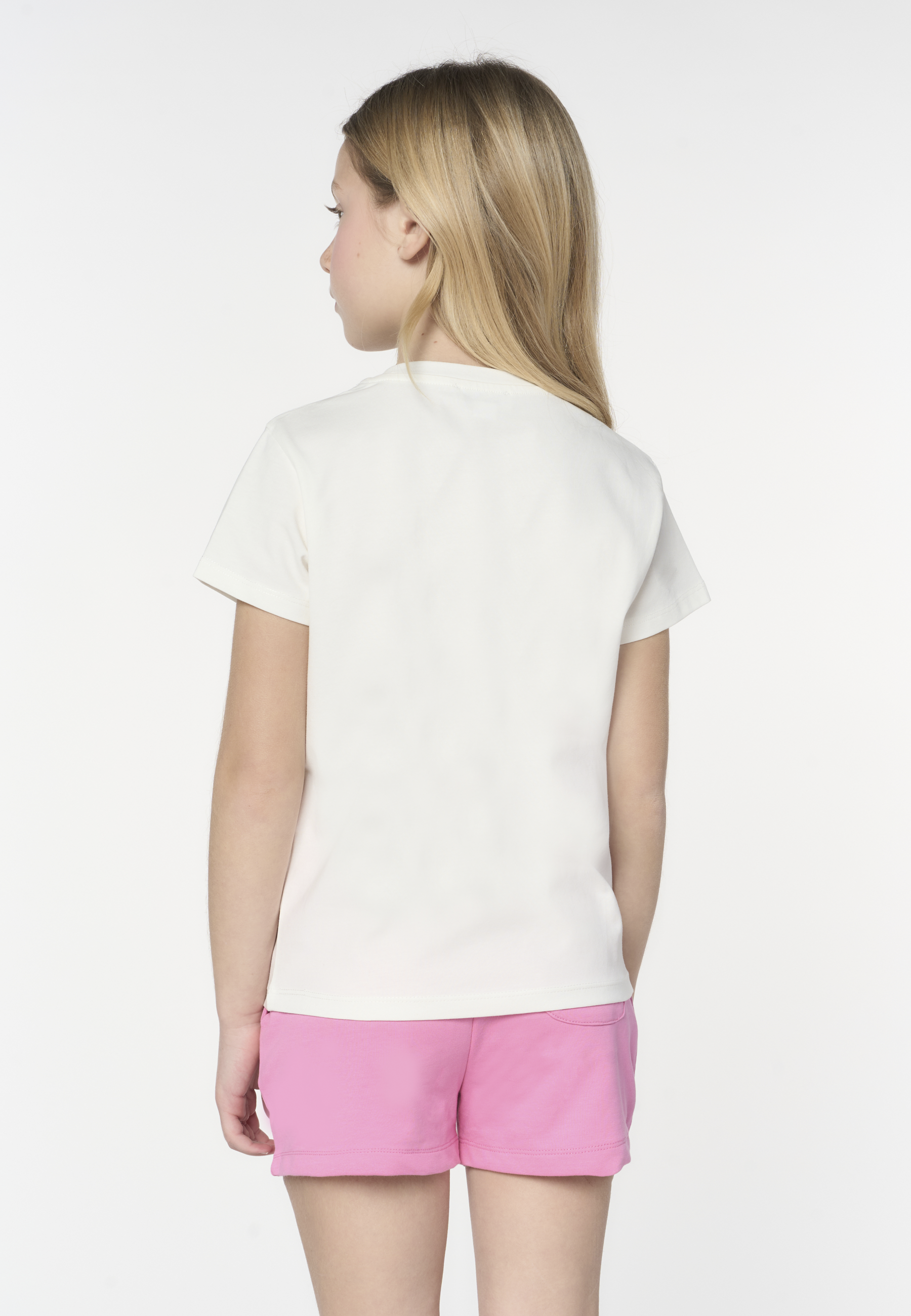 T-shirt a maniche corte da bambina con logo ricamato