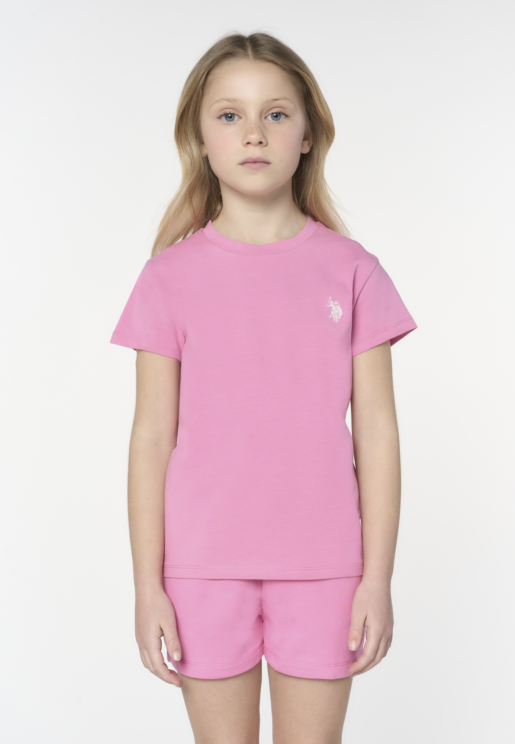 T-shirt a maniche corte da bambina con logo ricamato