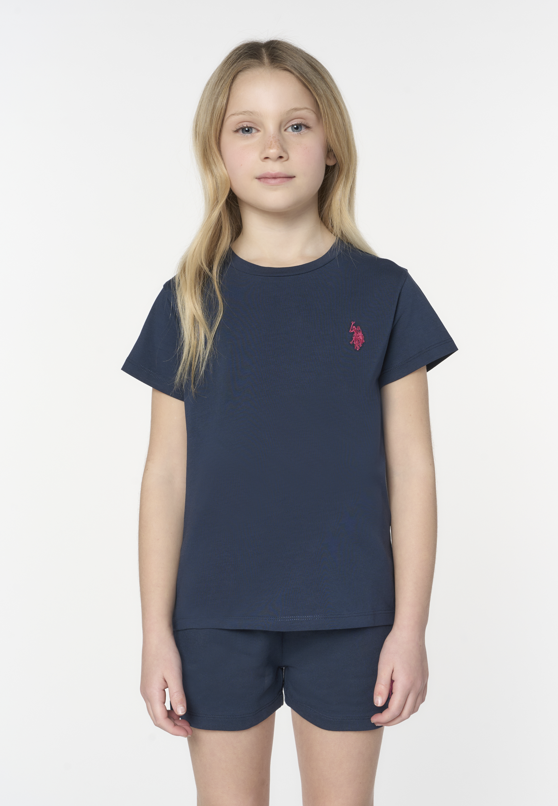 T-shirt a maniche corte da bambina con logo ricamato