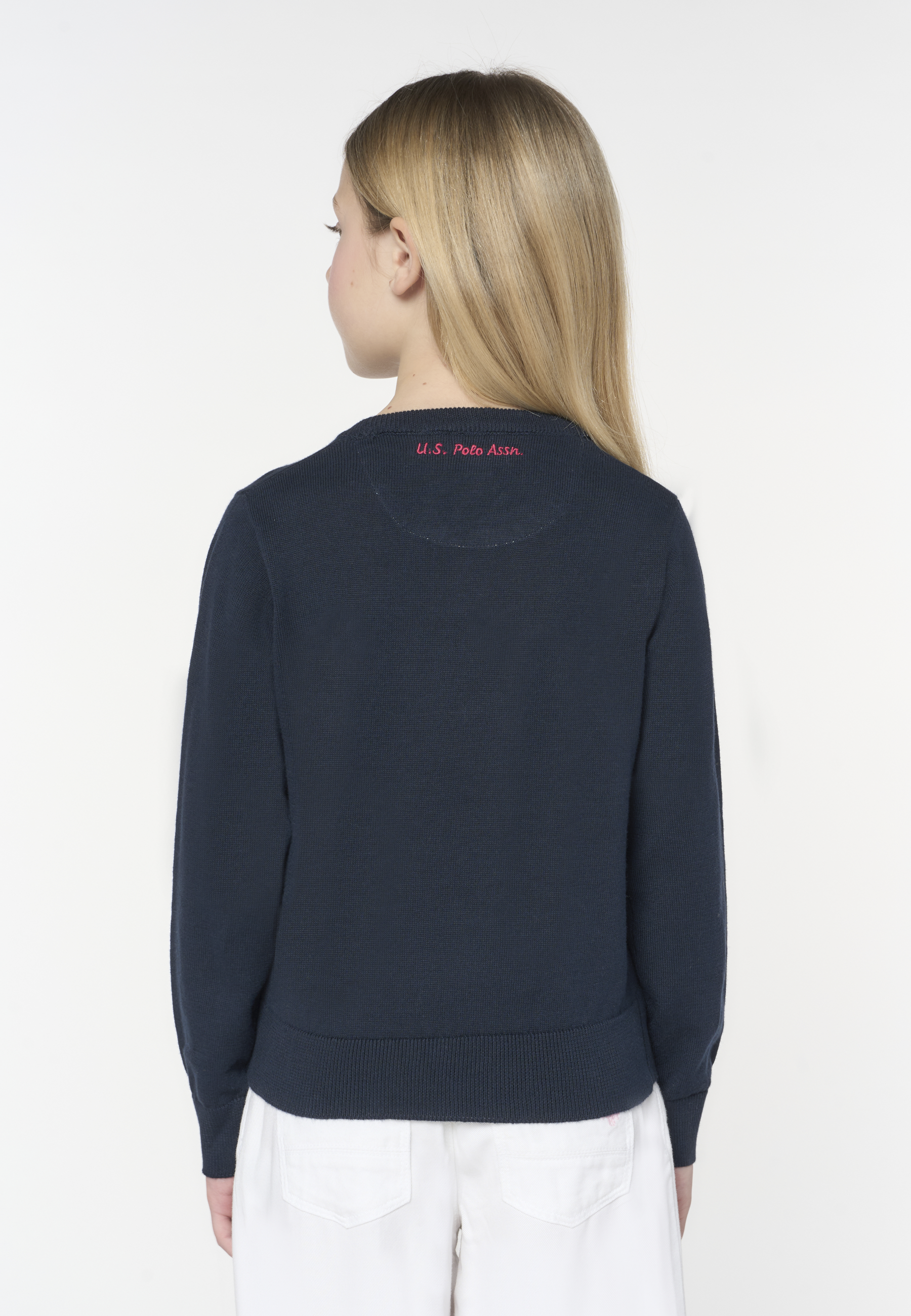 Maglia girocollo da bambina in cotone con logo