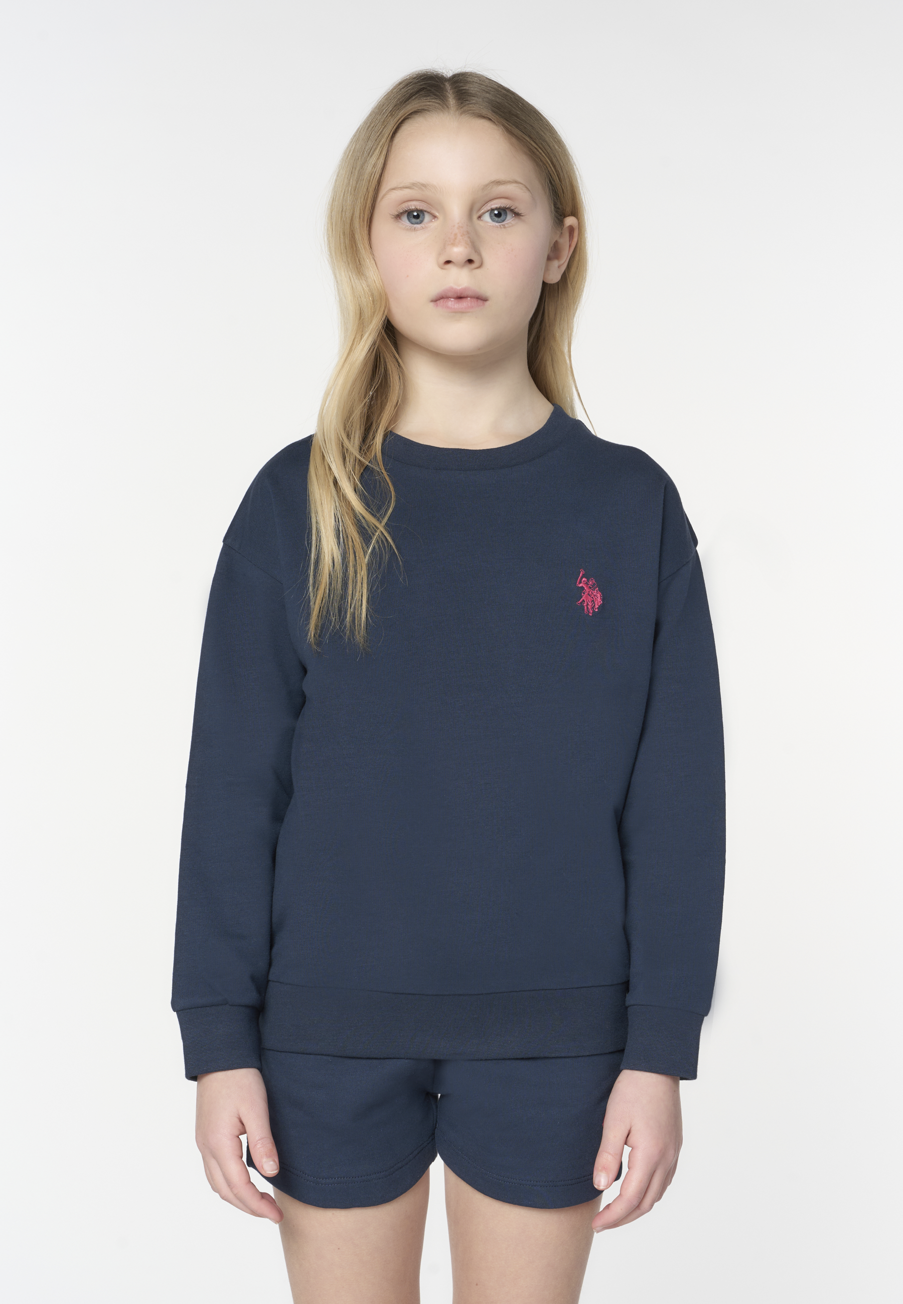 Felpa girocollo da bambina con logo ricamato