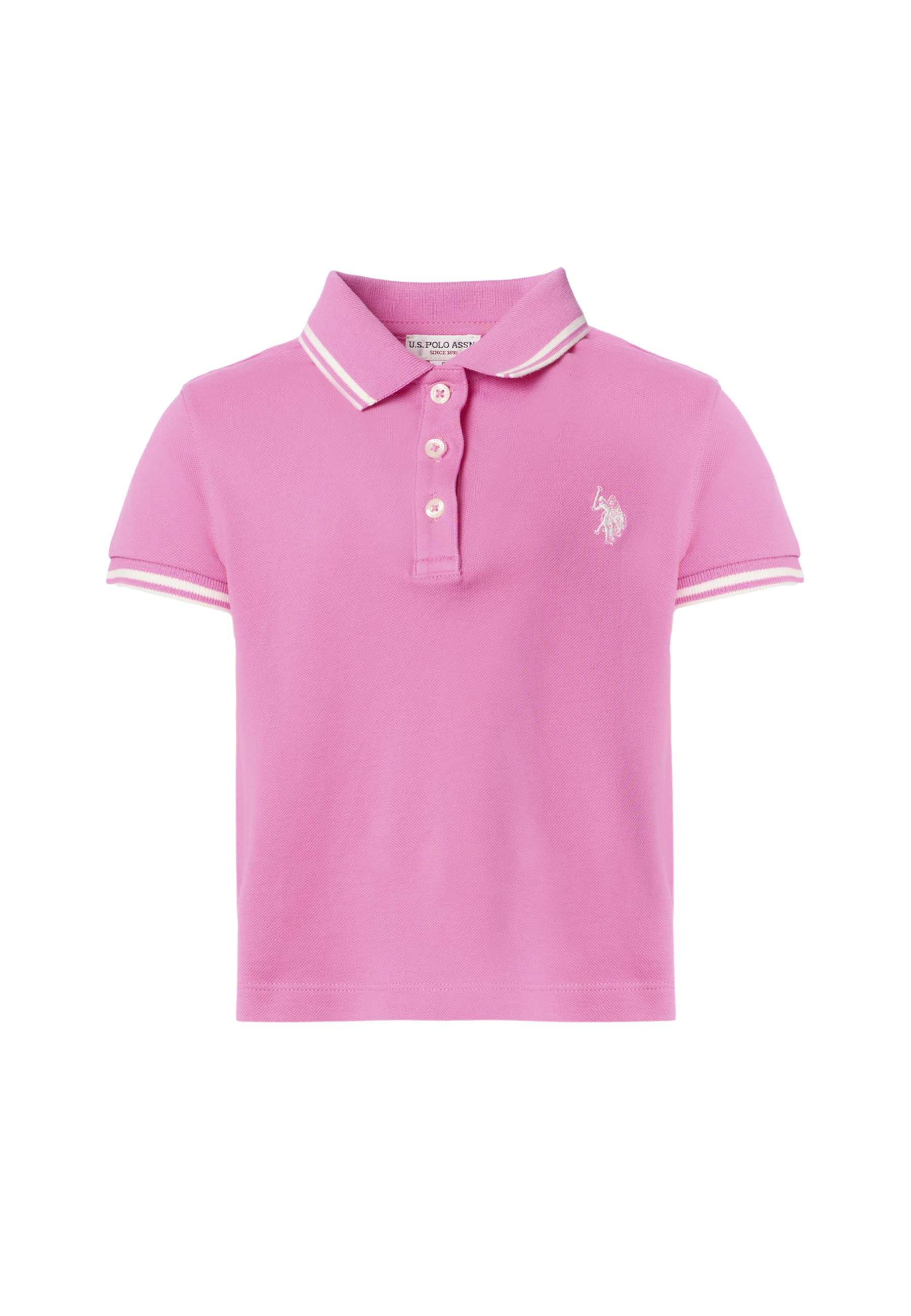 Polo shirt da bambina con logo ricamato e profili a contrasto