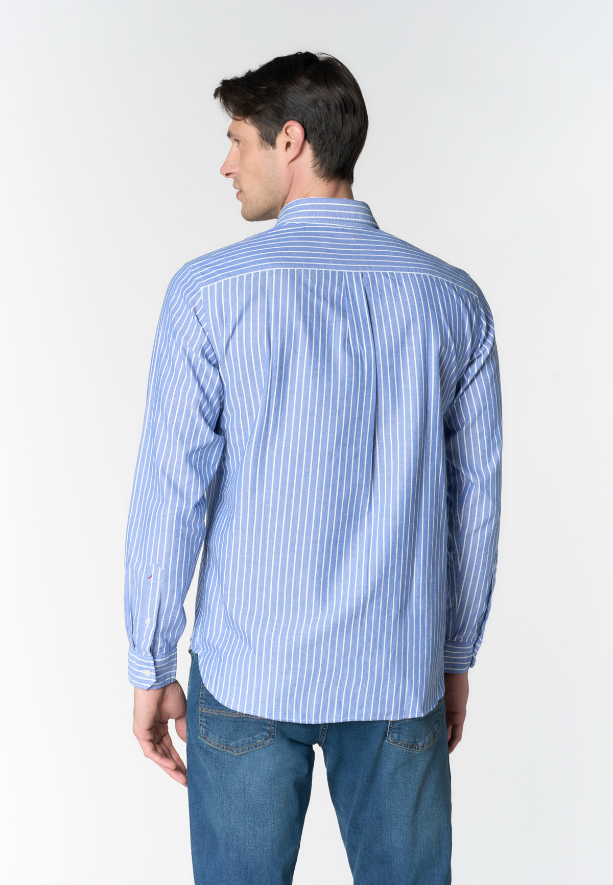 Camicia regular fit a righe in cotone popeline
