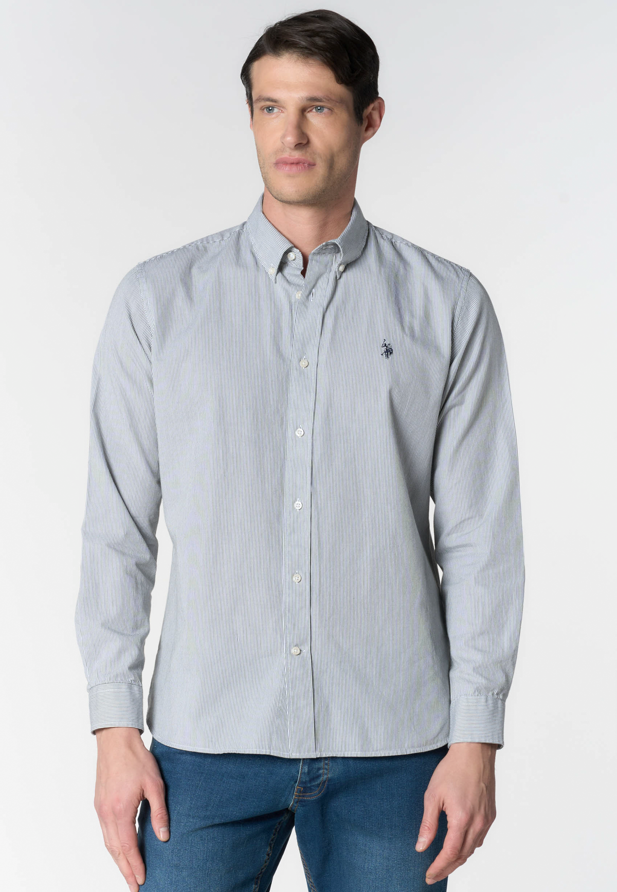 Camicia in flanella di cotone con colletto button-down