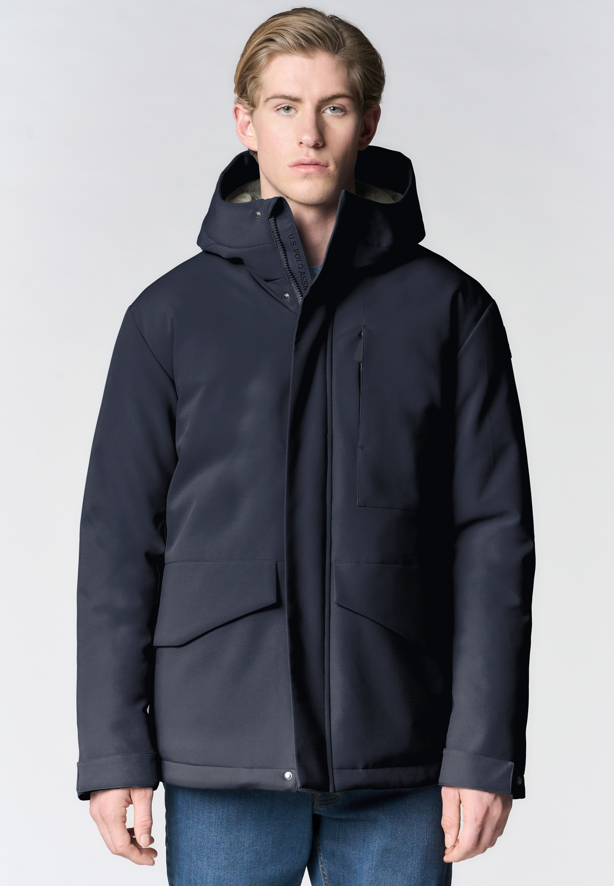 Giacca imbottita da uomo con cappuccio e chiusura full zip