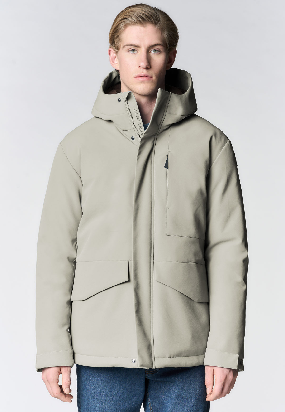 Giacca imbottita da uomo con cappuccio e chiusura full zip
