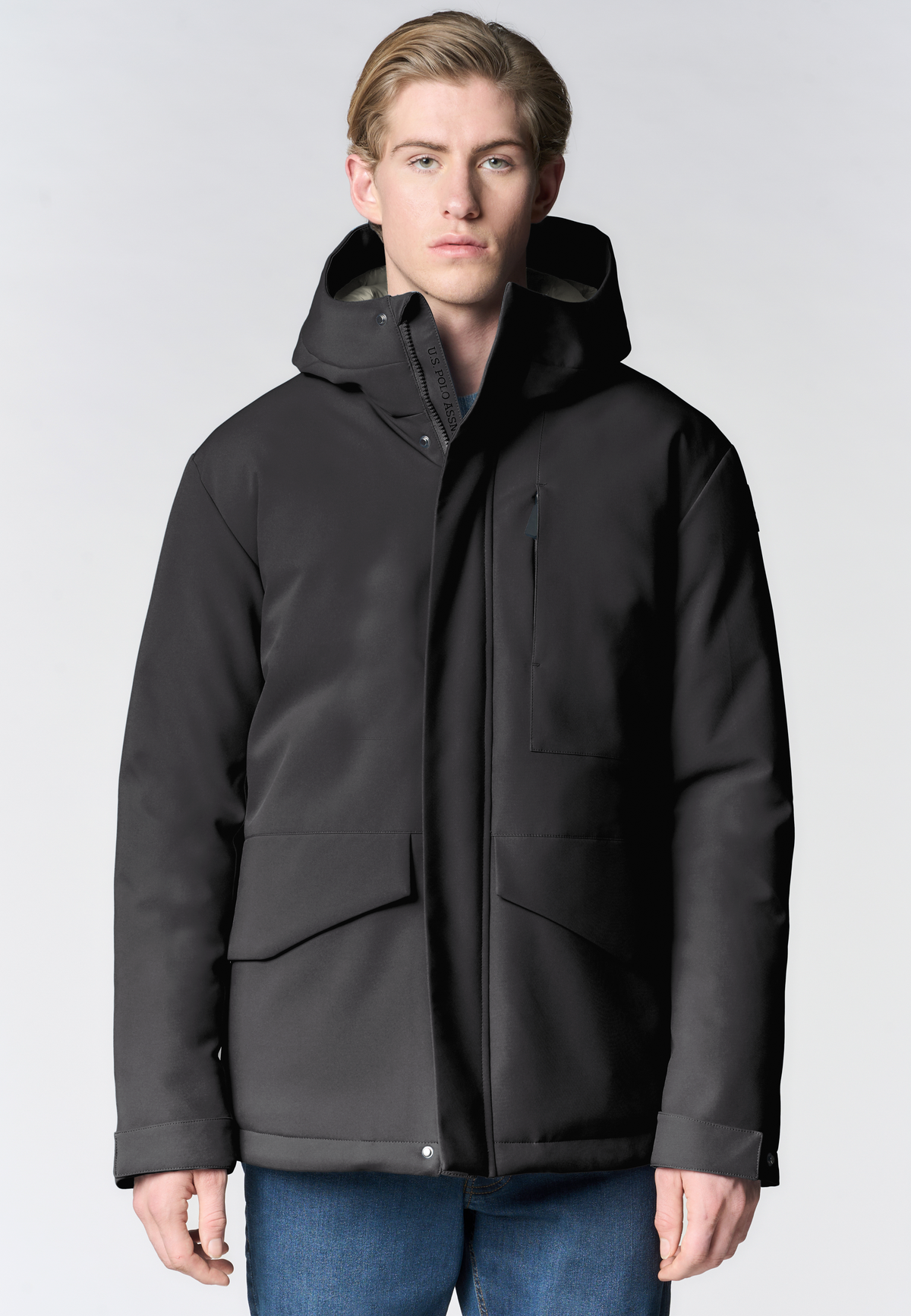 Giacca imbottita da uomo con cappuccio e chiusura full zip