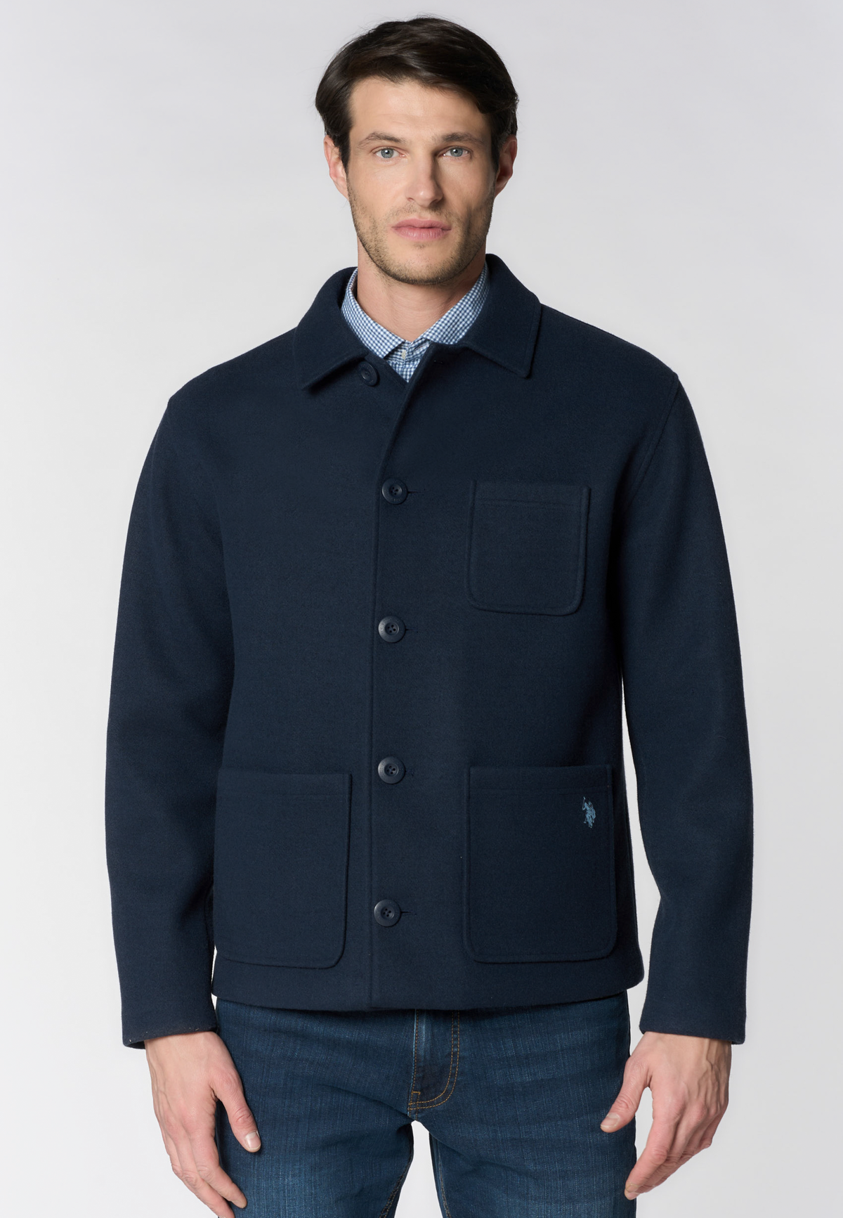 Giacca overshirt strutturata con bottoni e tasche applicate