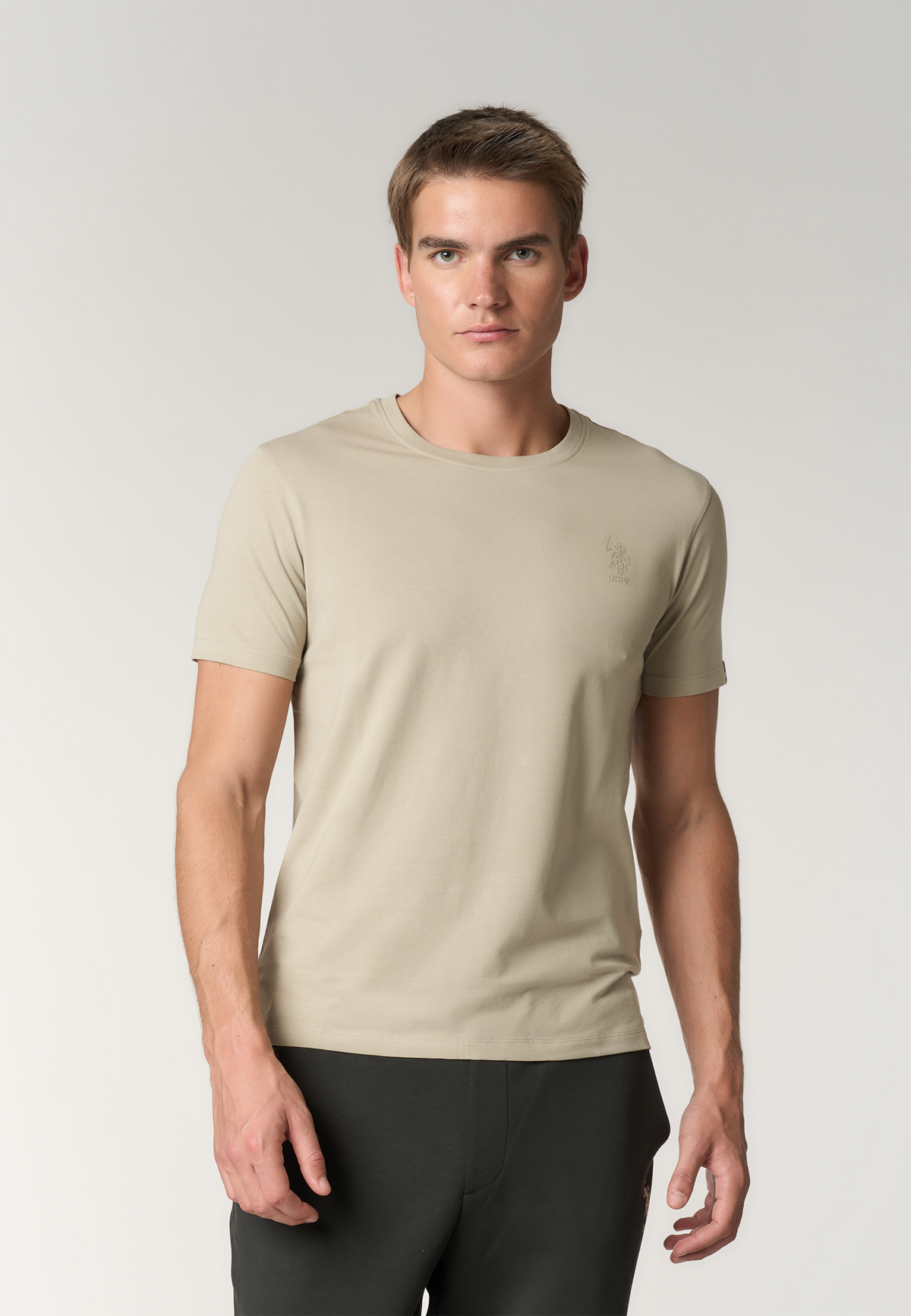 T-shirt girocollo in cotone stretch