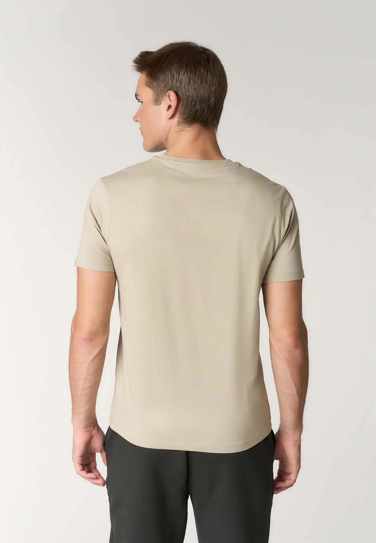 T-shirt girocollo in cotone stretch