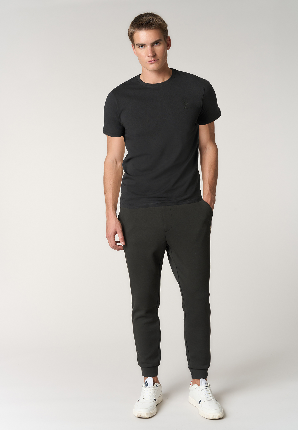 T-shirt girocollo in cotone stretch