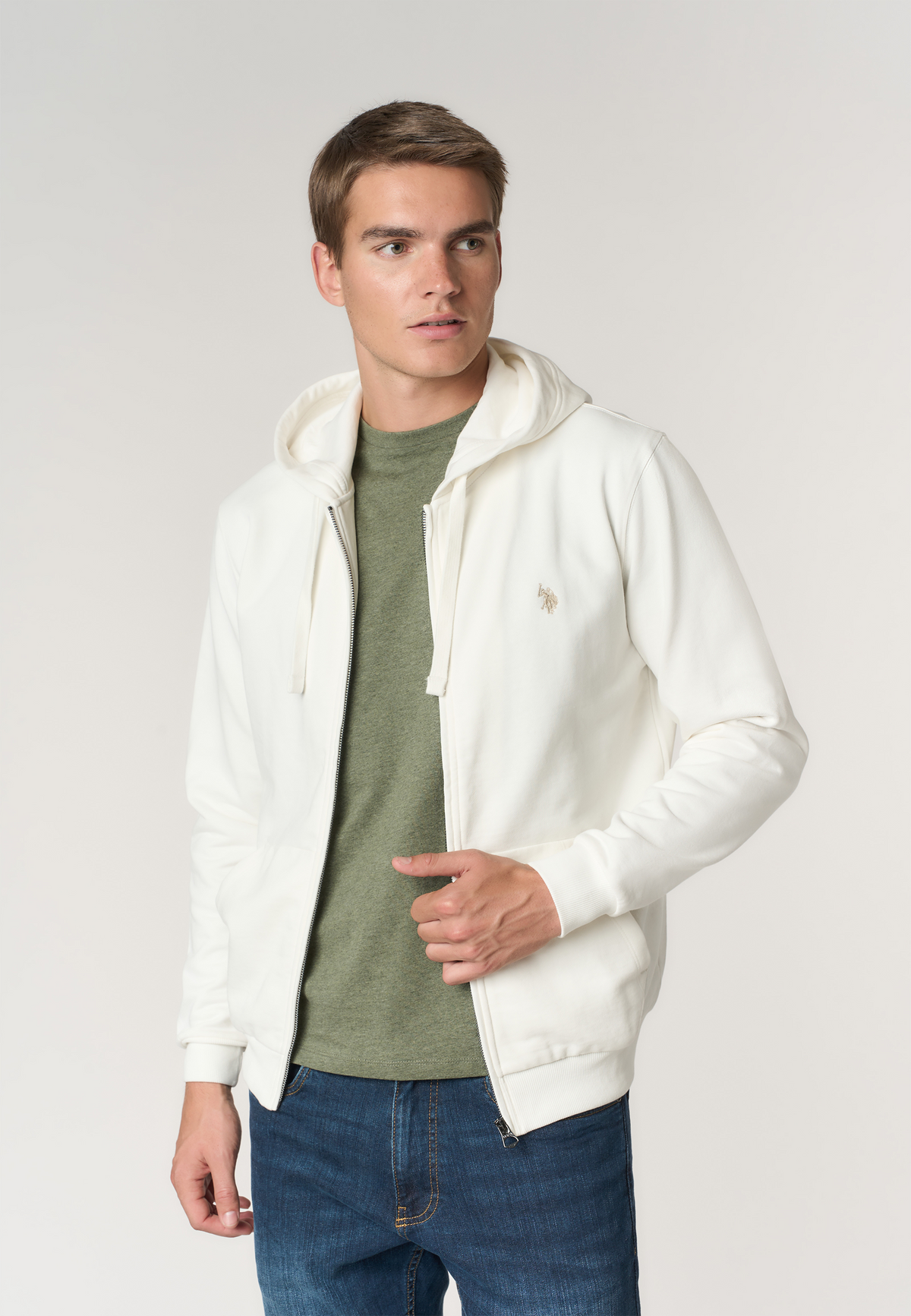 Felpa full zip con cappuccio in cotone