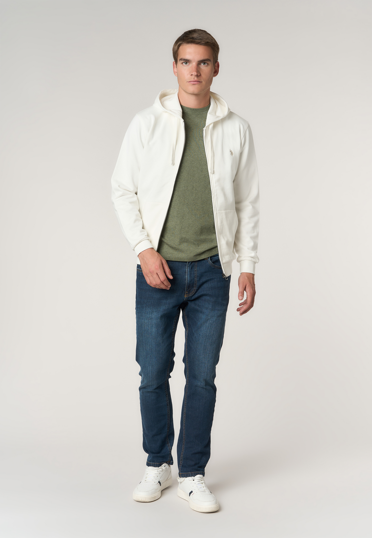 Felpa full zip con cappuccio in cotone