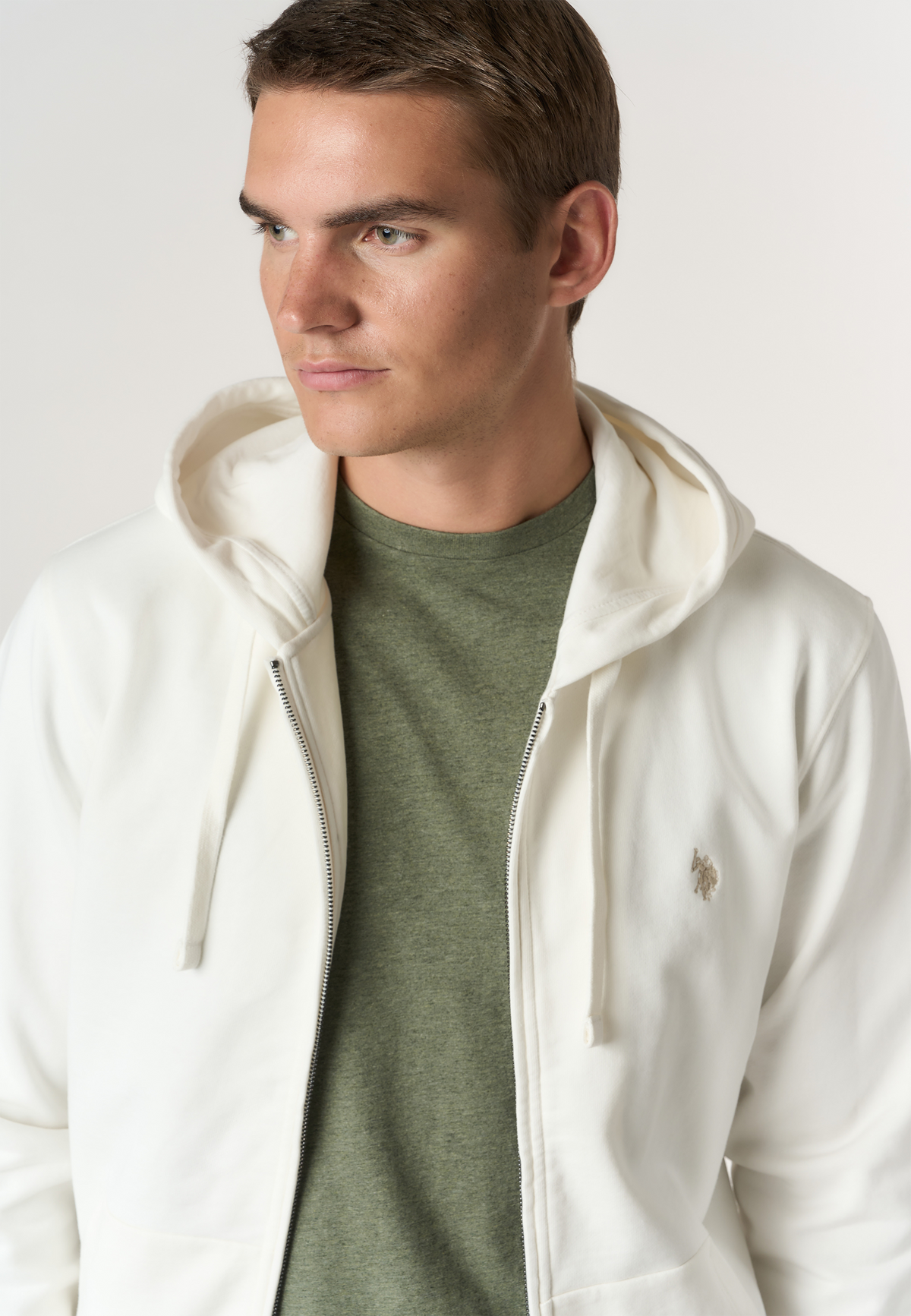 Felpa full zip con cappuccio in cotone