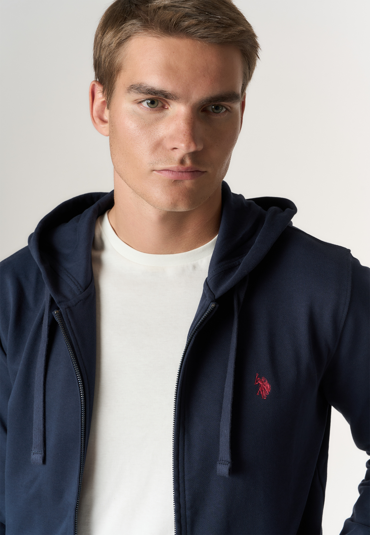Felpa full zip con cappuccio in cotone