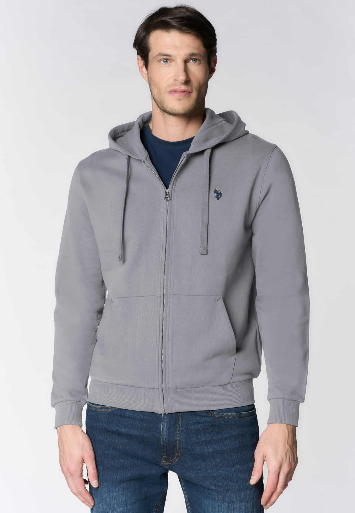Felpa full zip con cappuccio in cotone