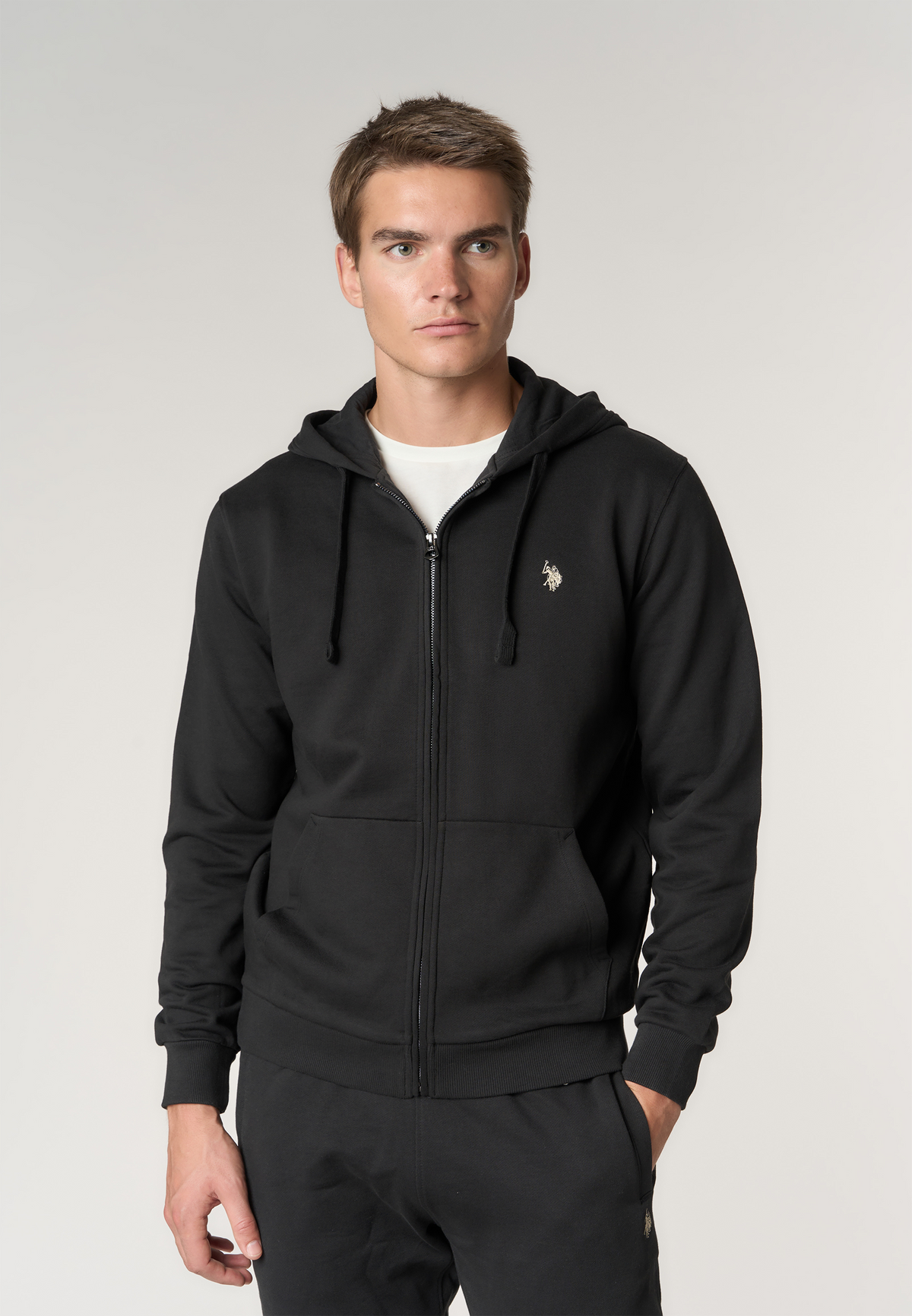 Felpa full zip con cappuccio in cotone