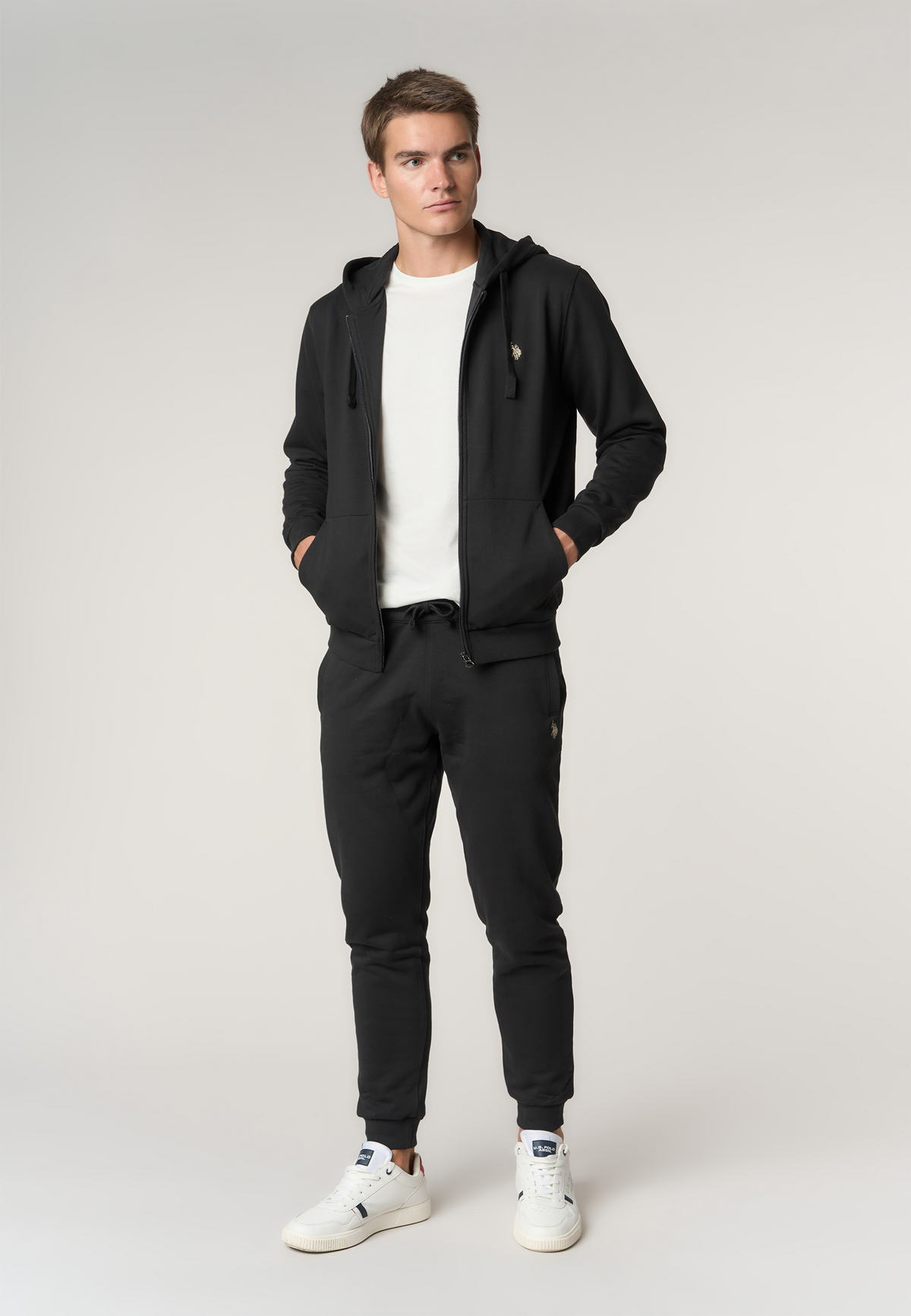 Felpa full zip con cappuccio in cotone
