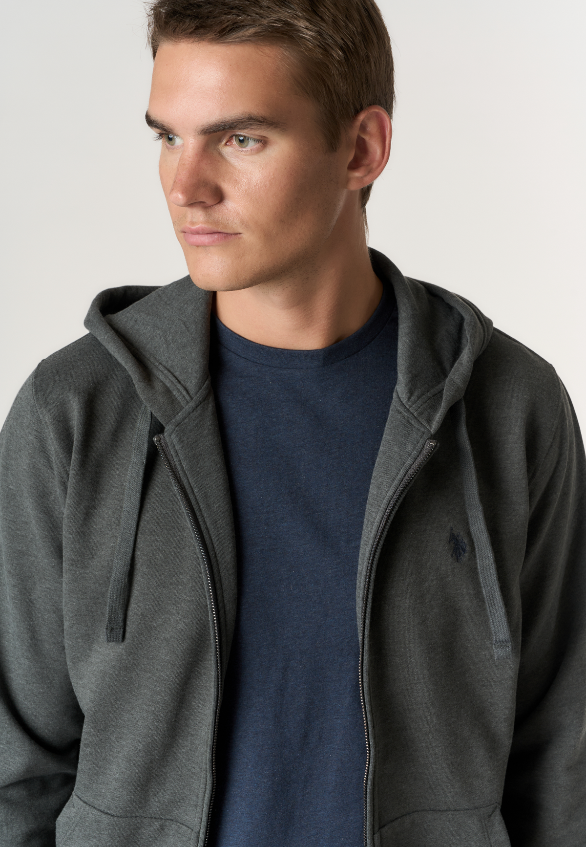 Felpa full zip con cappuccio in cotone