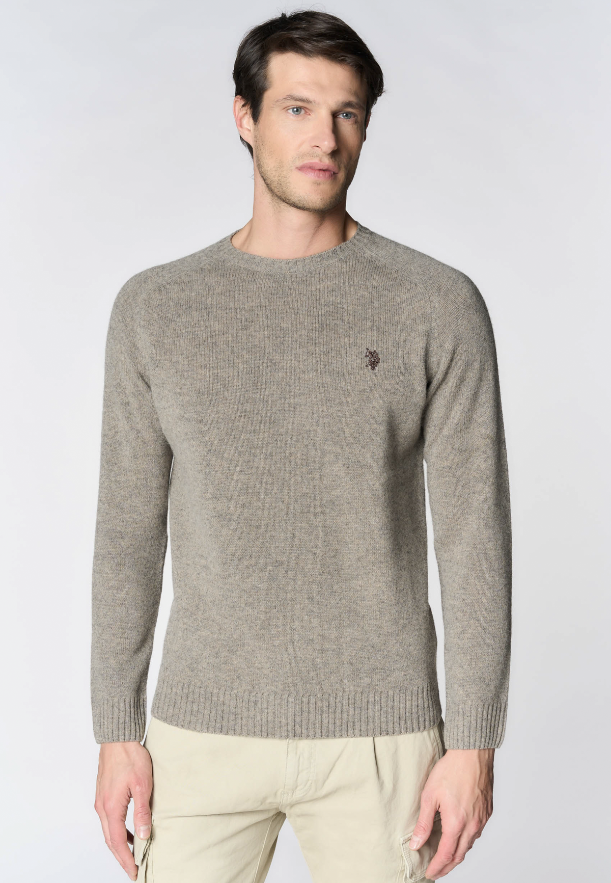 Maglia girocollo in misto cotone e cashmere