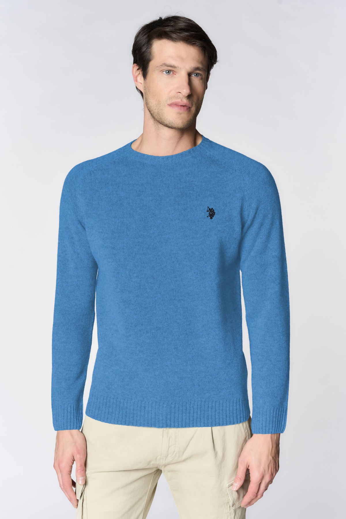 Maglia girocollo in misto cotone e cashmere