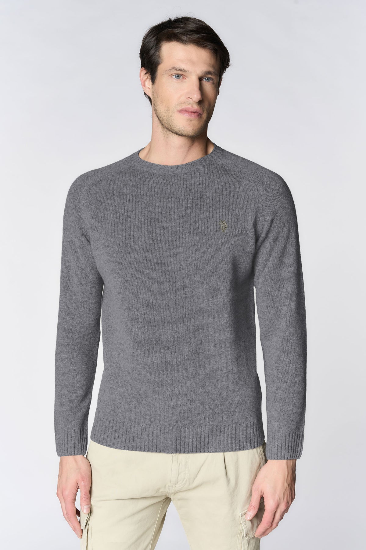 Maglia girocollo in misto cotone e cashmere