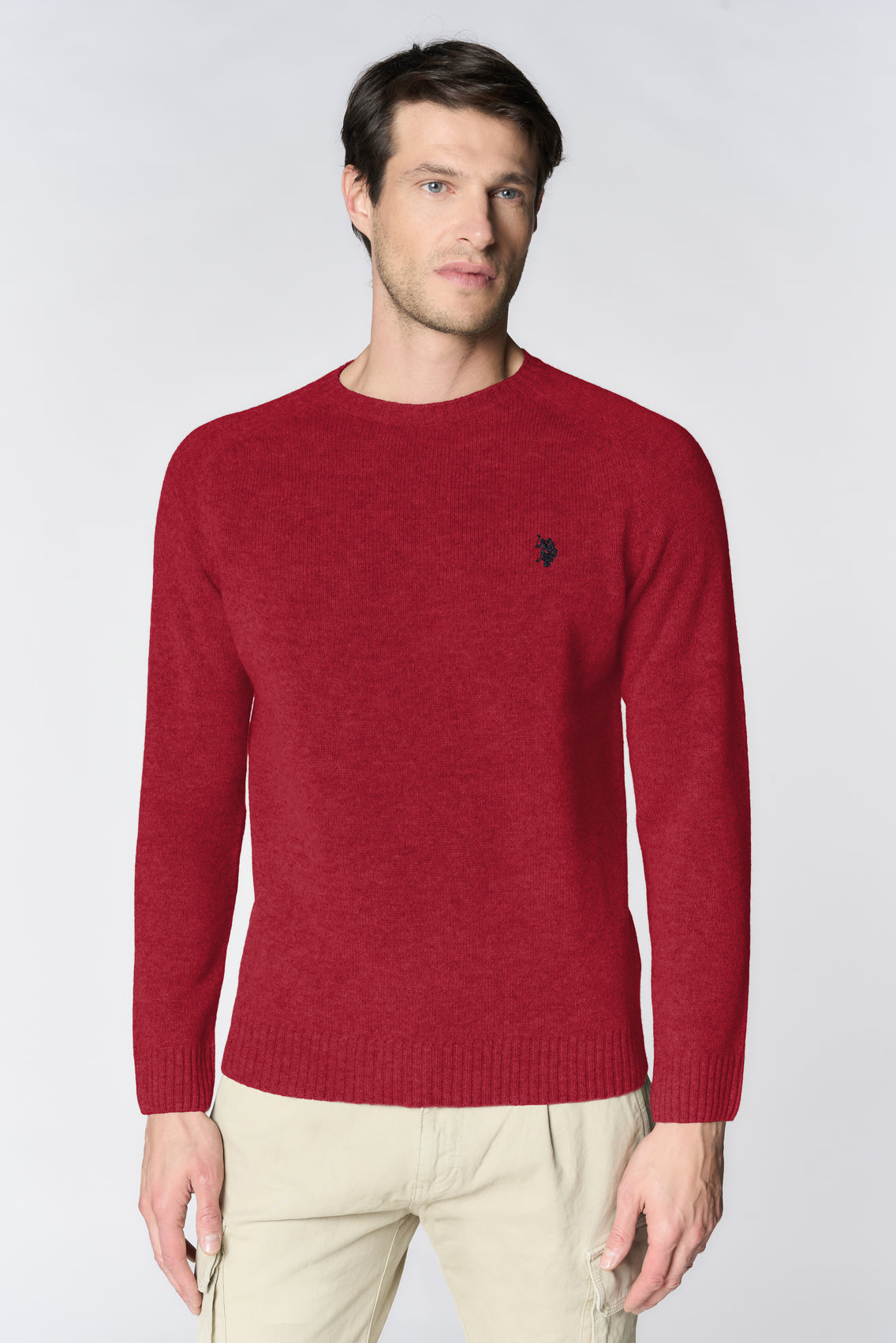 Maglia girocollo in misto cotone e cashmere