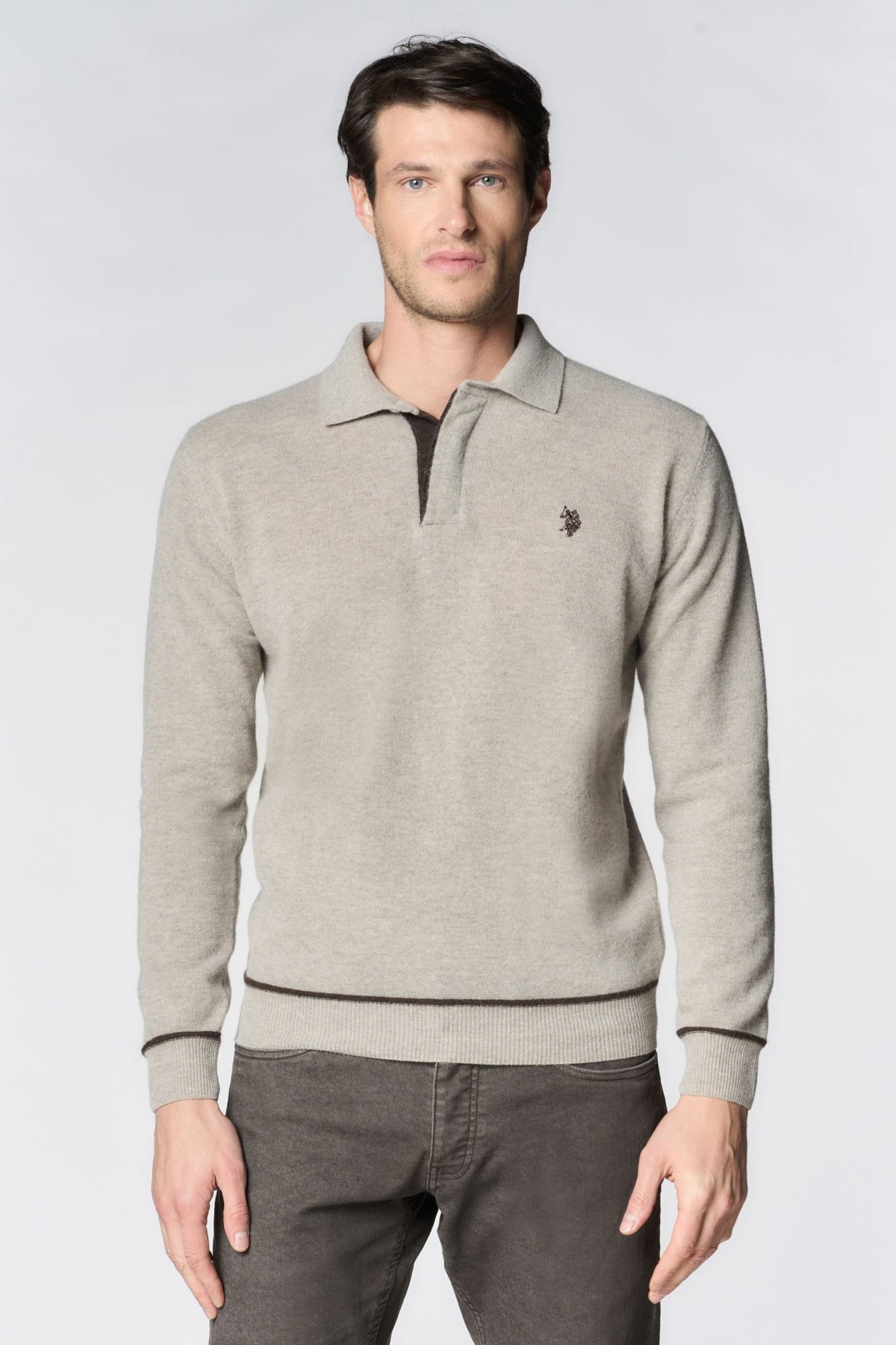 Polo shirt in maglia di lana merino riciclata